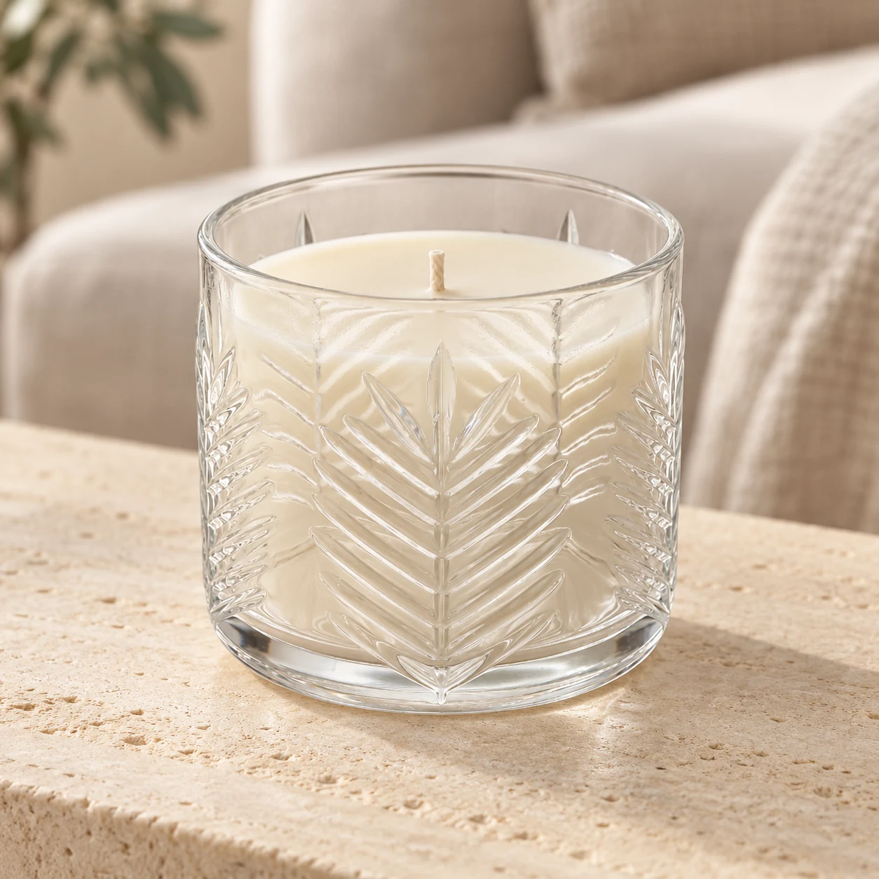 Fern-Pattern Glass Candle Jar (VSS-CJ-074) — lifestyle 01