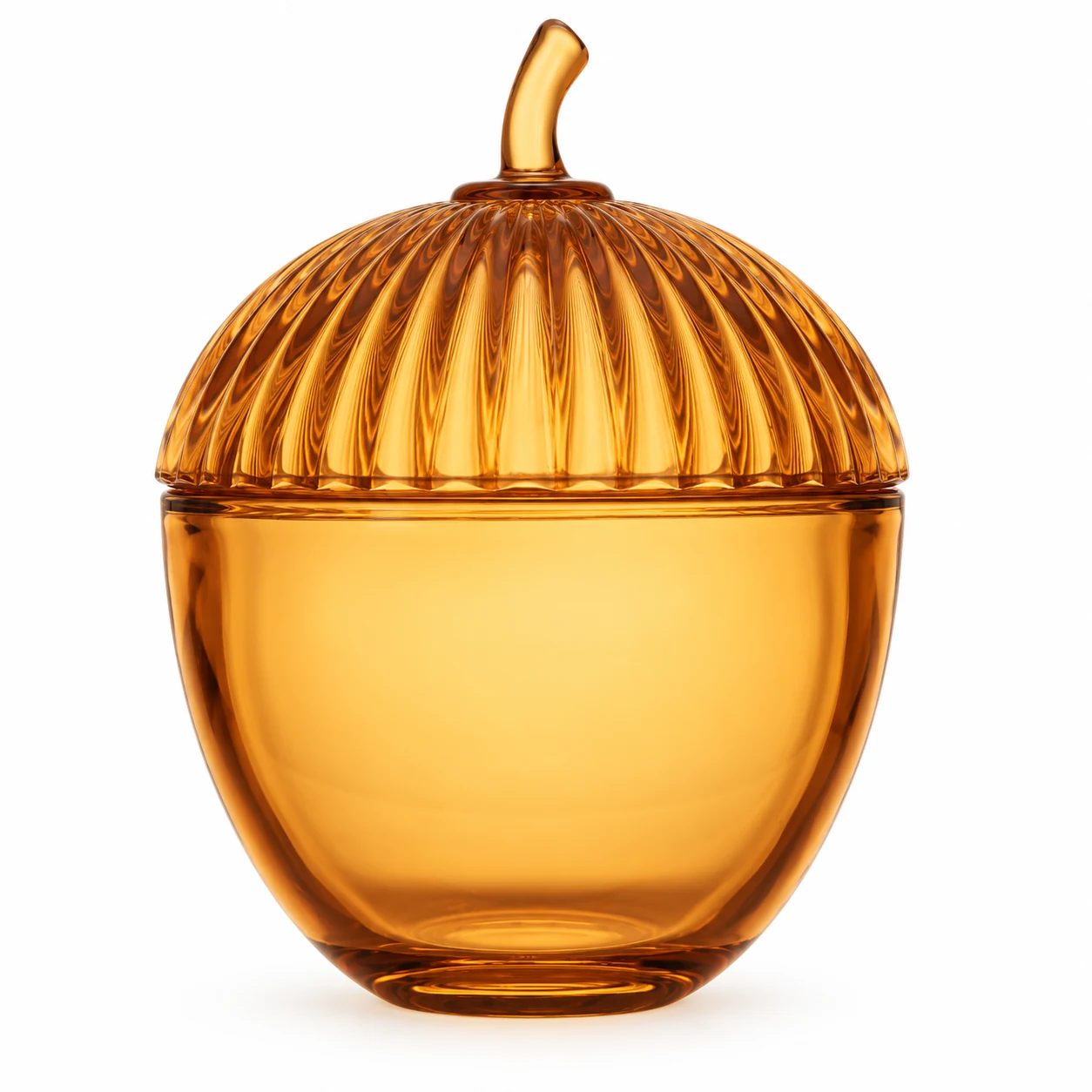 360ml Acorn-Shaped Glass Candle Jar with Lid - VSS-CJ-076 — amber