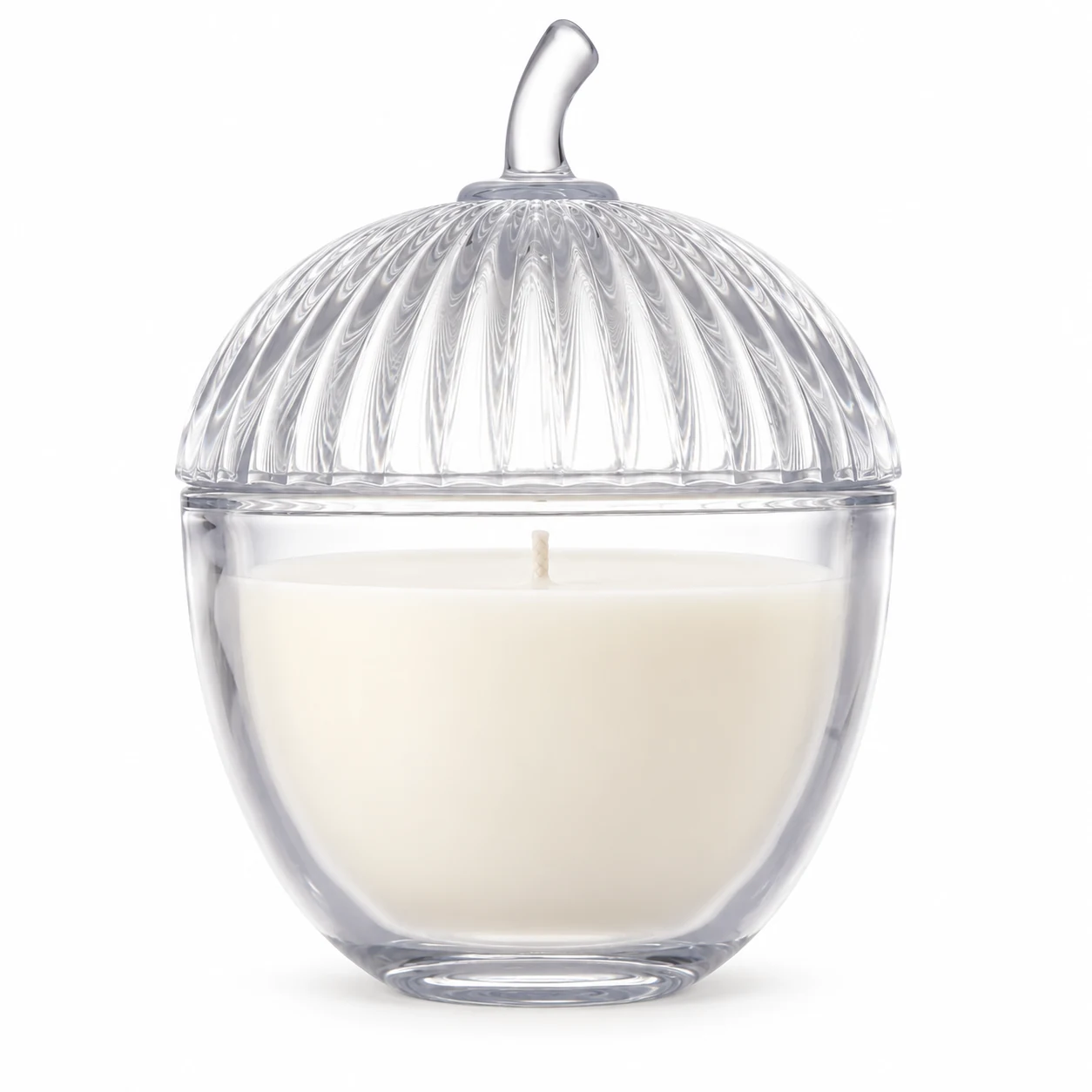 360ml Acorn-Shaped Glass Candle Jar with Lid - VSS-CJ-076 — clear wax