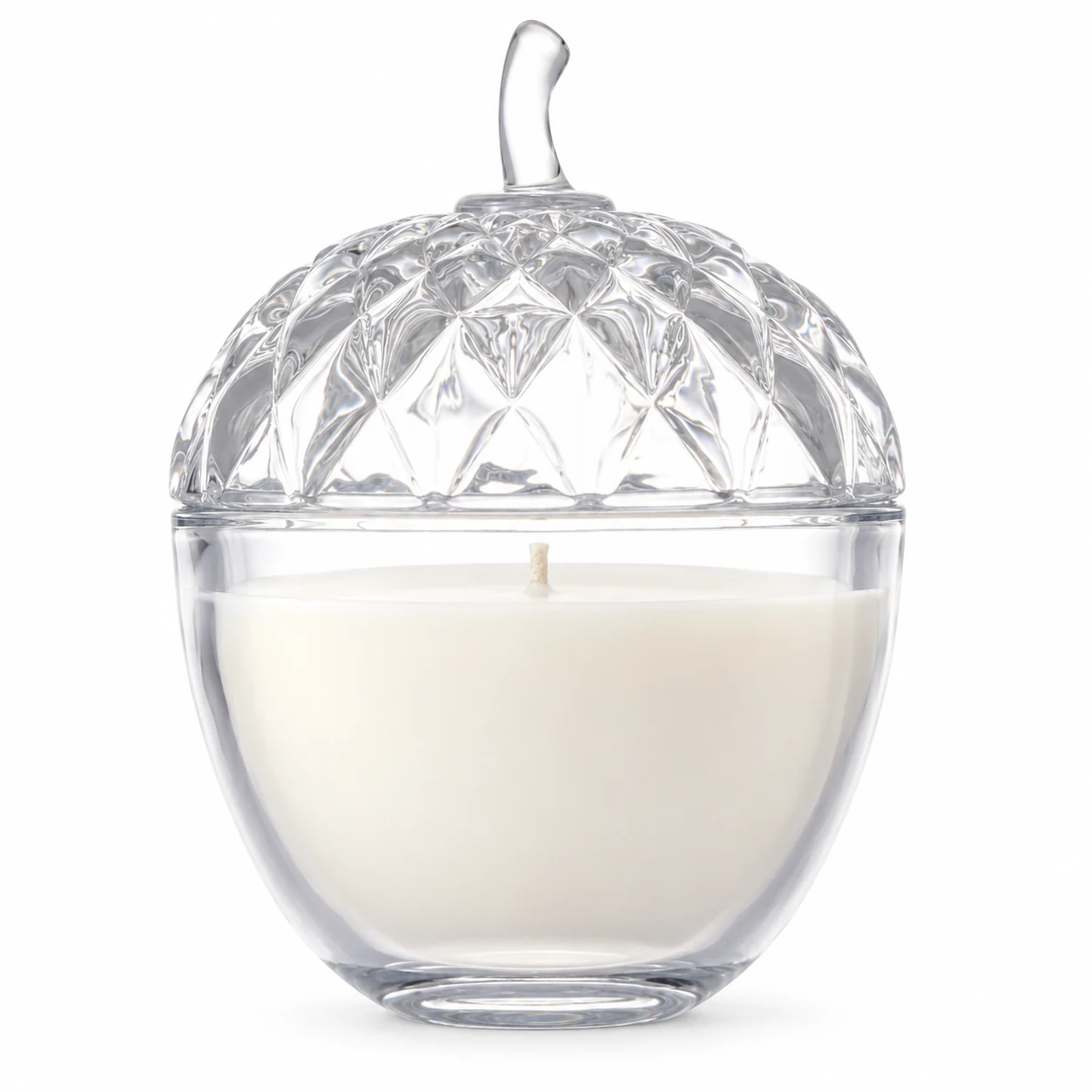 360ml Acorn-Shaped Glass Candle Jar with Lid - VSS-CJ-077 — clear wax