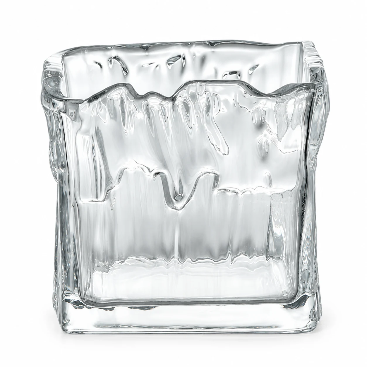 1250ml Wavy Square Glass Candle Jar - VSS-CJ-078 — clear