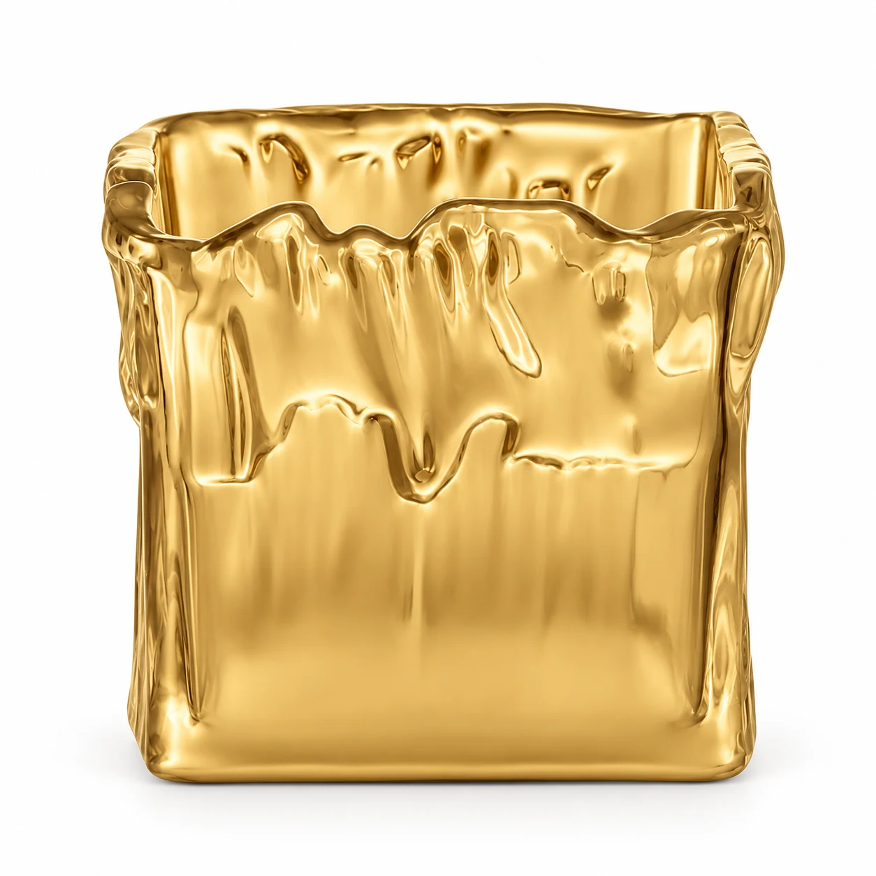 1250ml Wavy Square Glass Candle Jar - VSS-CJ-078 — gold