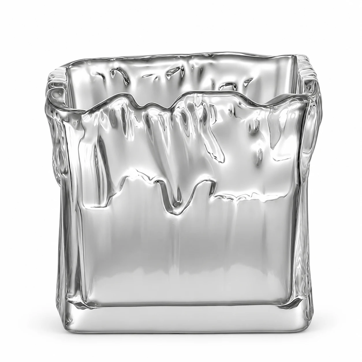 1250ml Wavy Square Glass Candle Jar - VSS-CJ-078 — silver
