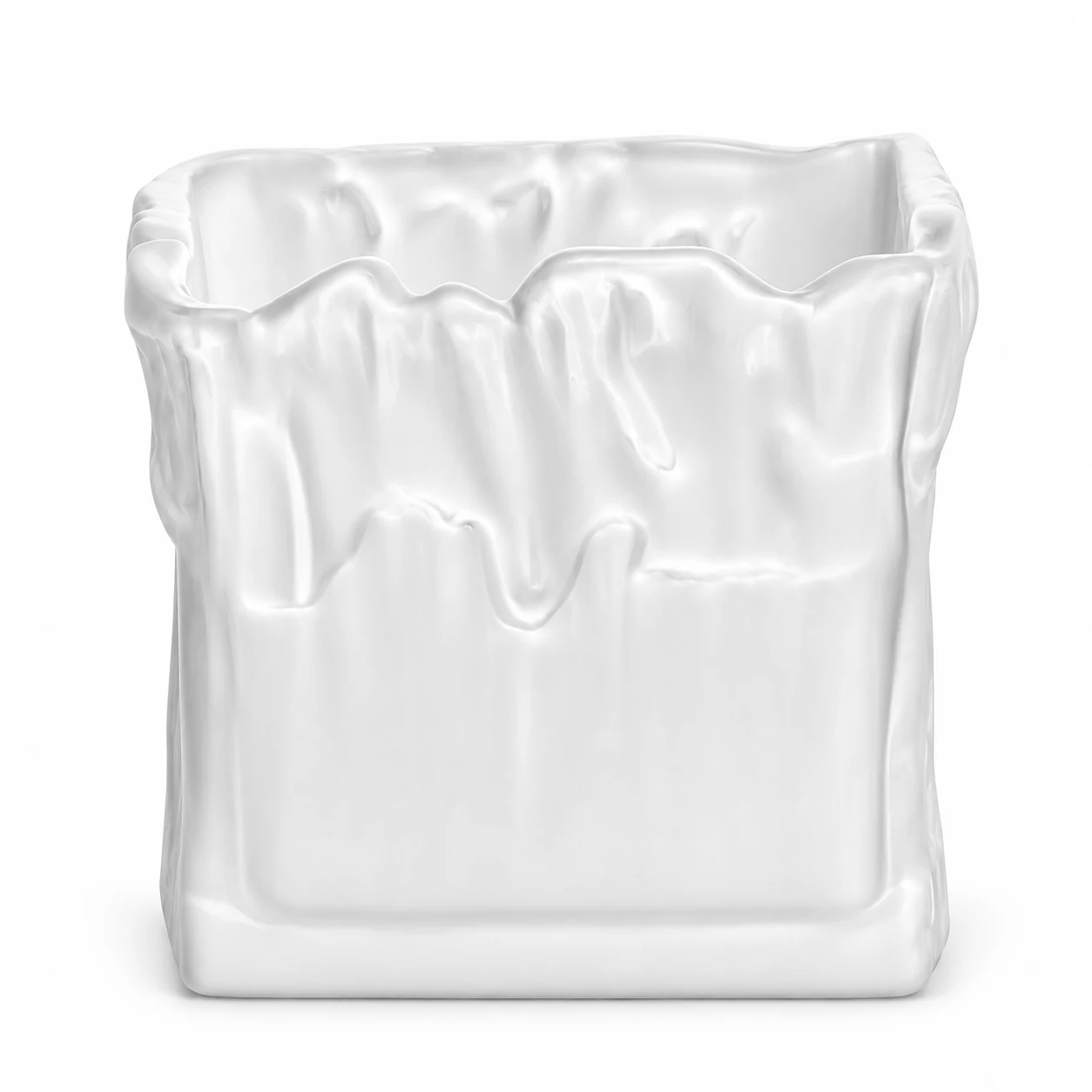 1250ml Wavy Square Glass Candle Jar - VSS-CJ-078 — white