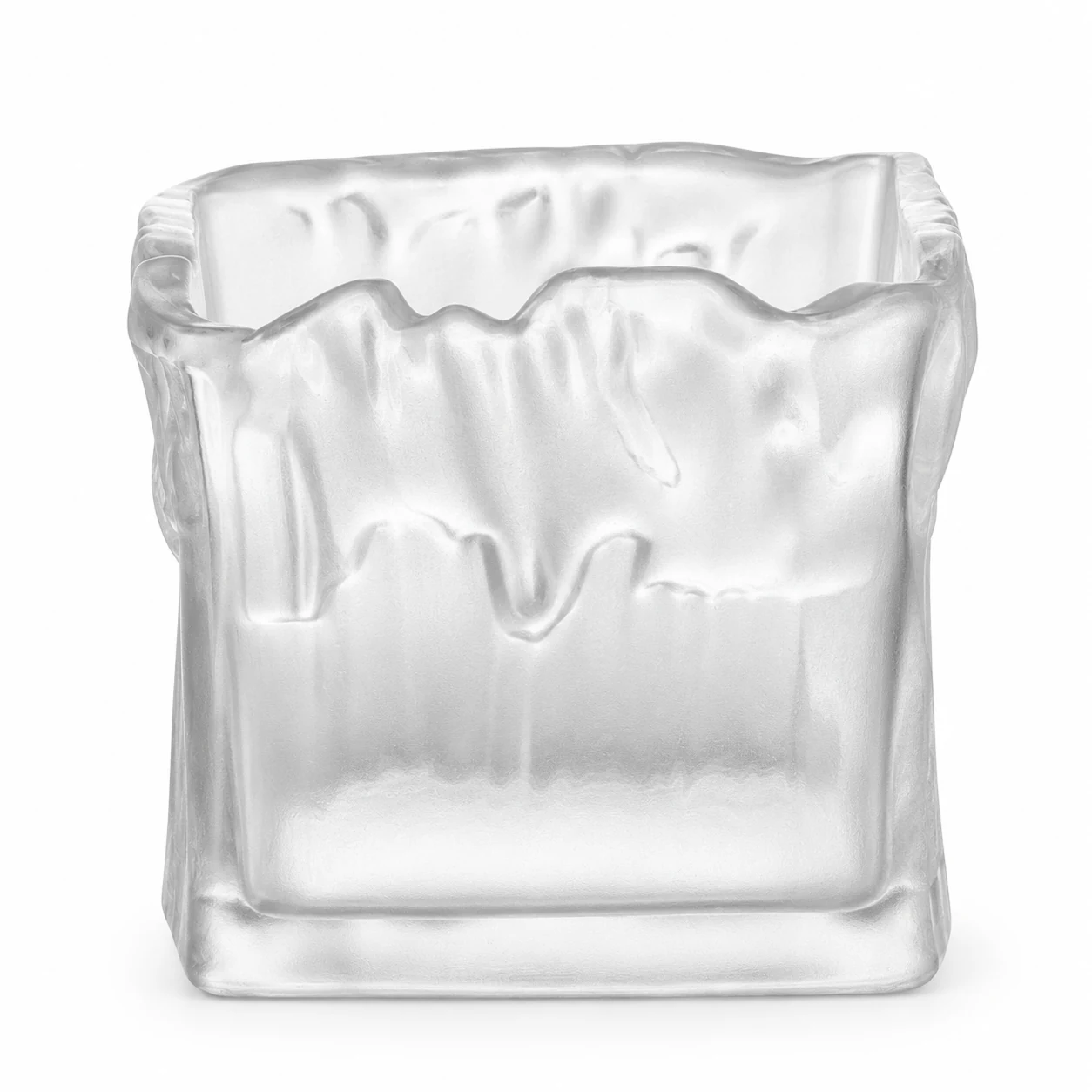 1250ml Wavy Square Glass Candle Jar - VSS-CJ-078 — frosted