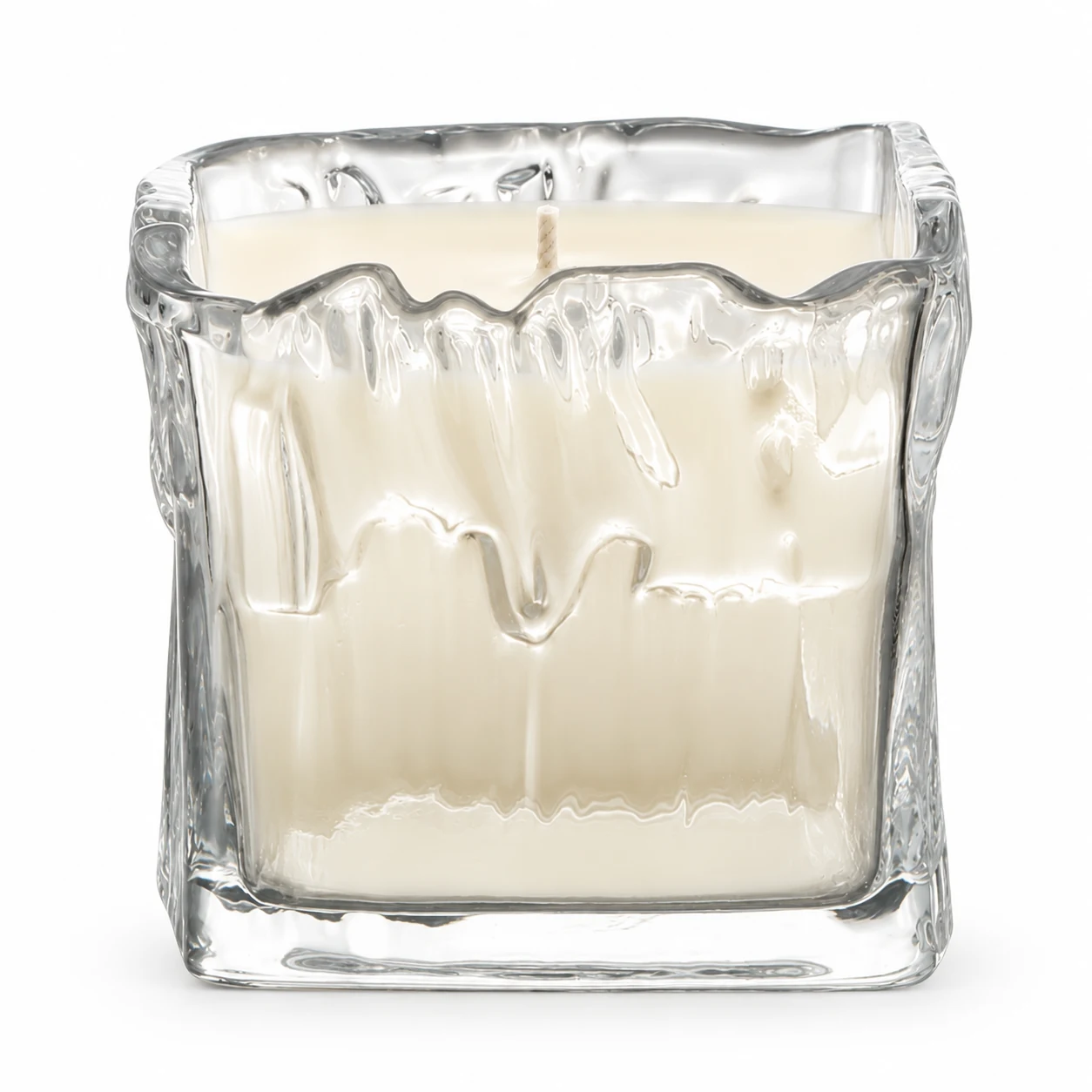 1250ml Wavy Square Glass Candle Jar - VSS-CJ-078 — clear wax