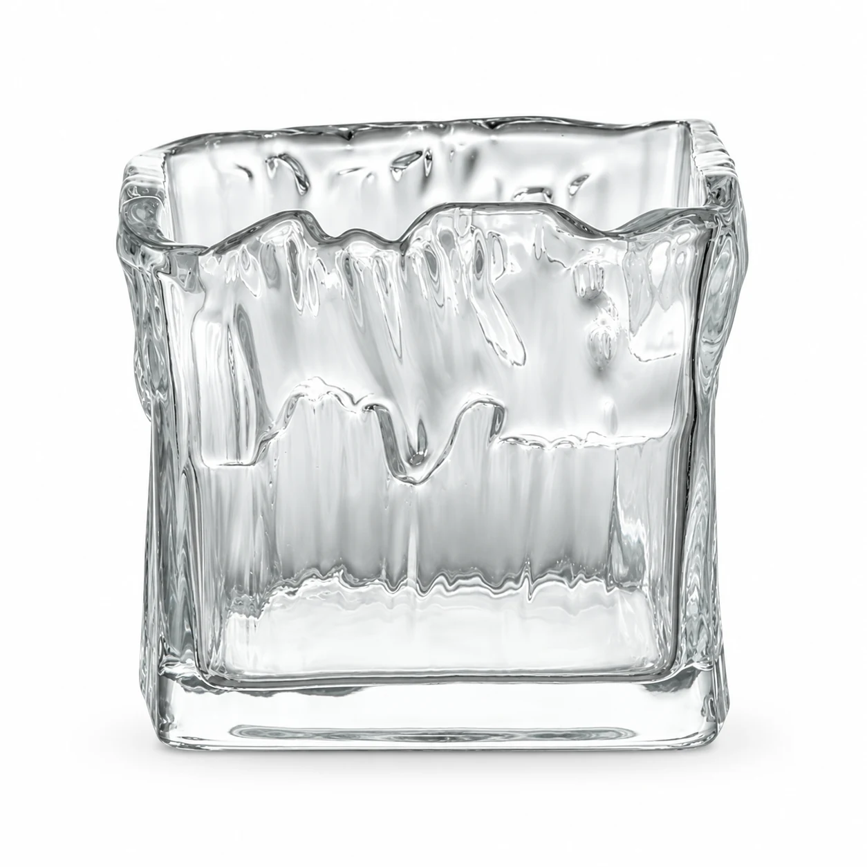 700ml Wavy Square Glass Candle Jar - VSS-CJ-079 — clear