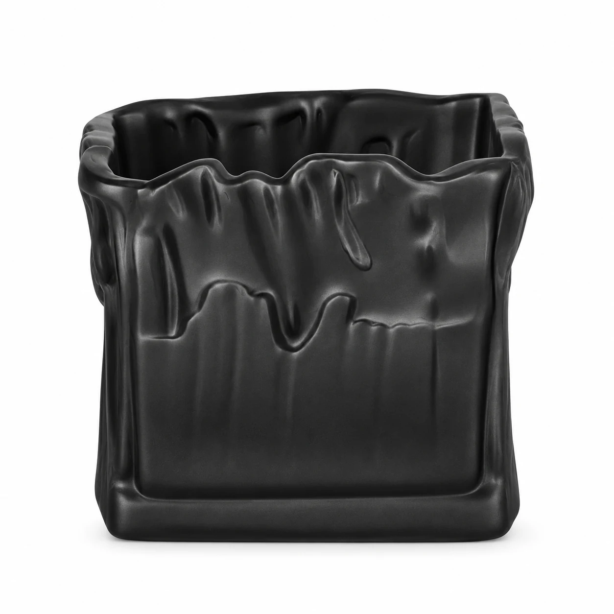 700ml Wavy Square Glass Candle Jar - VSS-CJ-079 — black