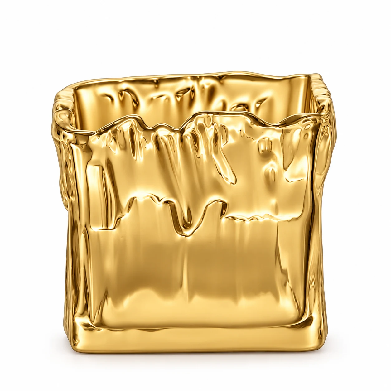 700ml Wavy Square Glass Candle Jar - VSS-CJ-079 — gold