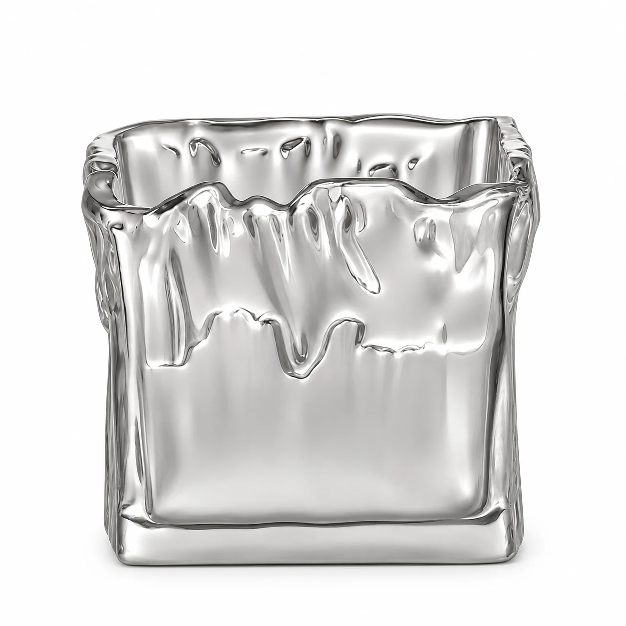 700ml Wavy Square Glass Candle Jar - VSS-CJ-079 — silver