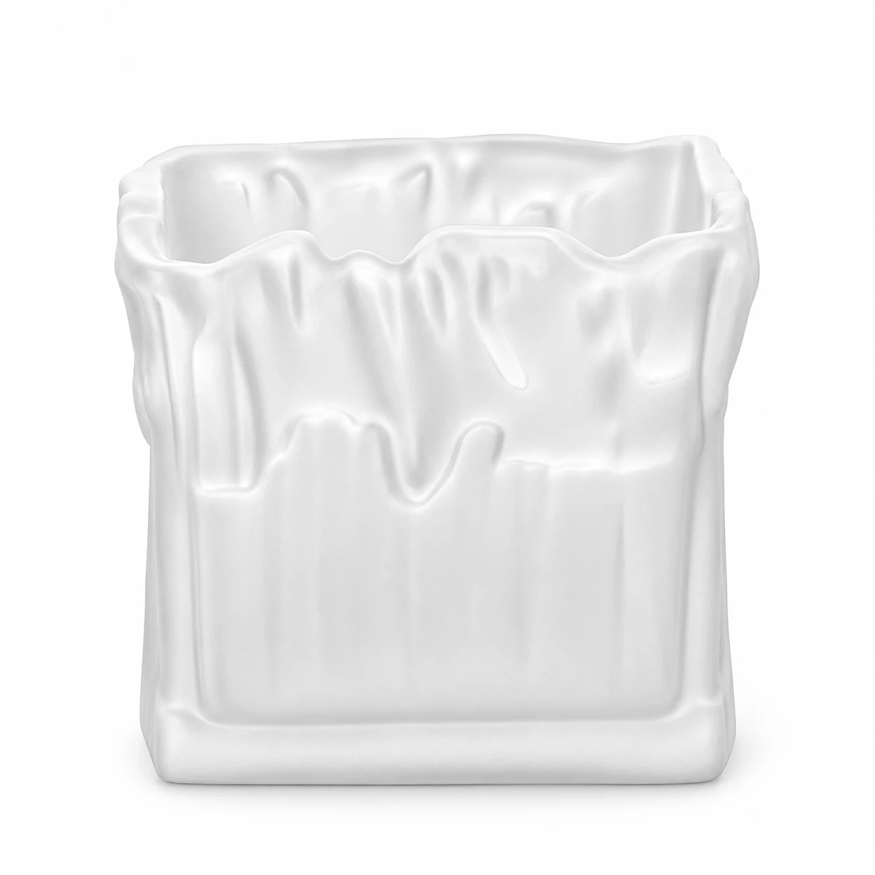 700ml Wavy Square Glass Candle Jar - VSS-CJ-079 — white