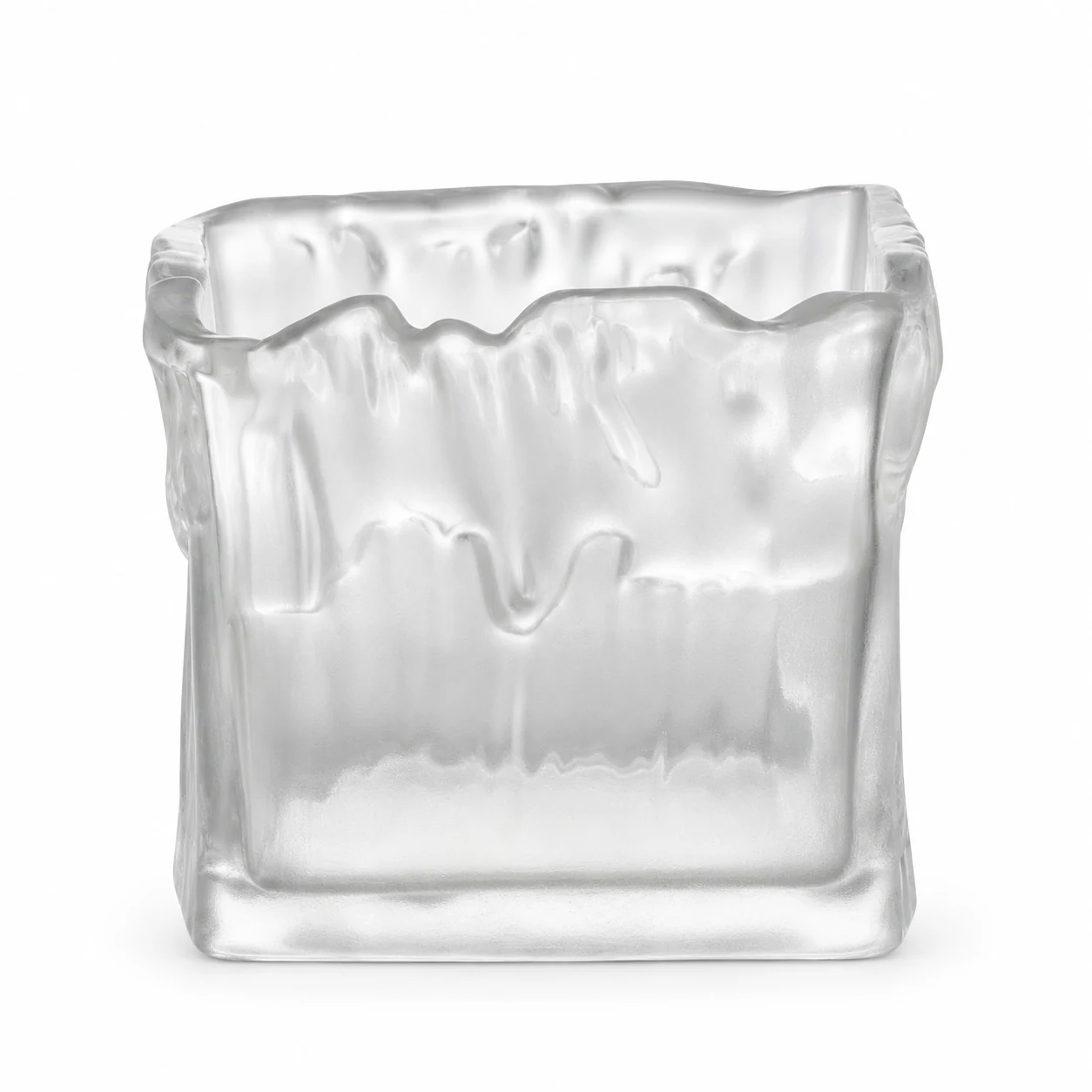 700ml Wavy Square Glass Candle Jar - VSS-CJ-079 — frosted