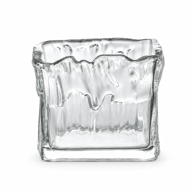 350ml Wavy Square Glass Candle Jar - VSS-CJ-080 — clear