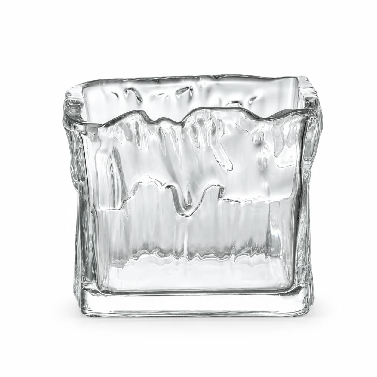 350ml Wavy Square Glass Candle Jar - VSS-CJ-080 — clear