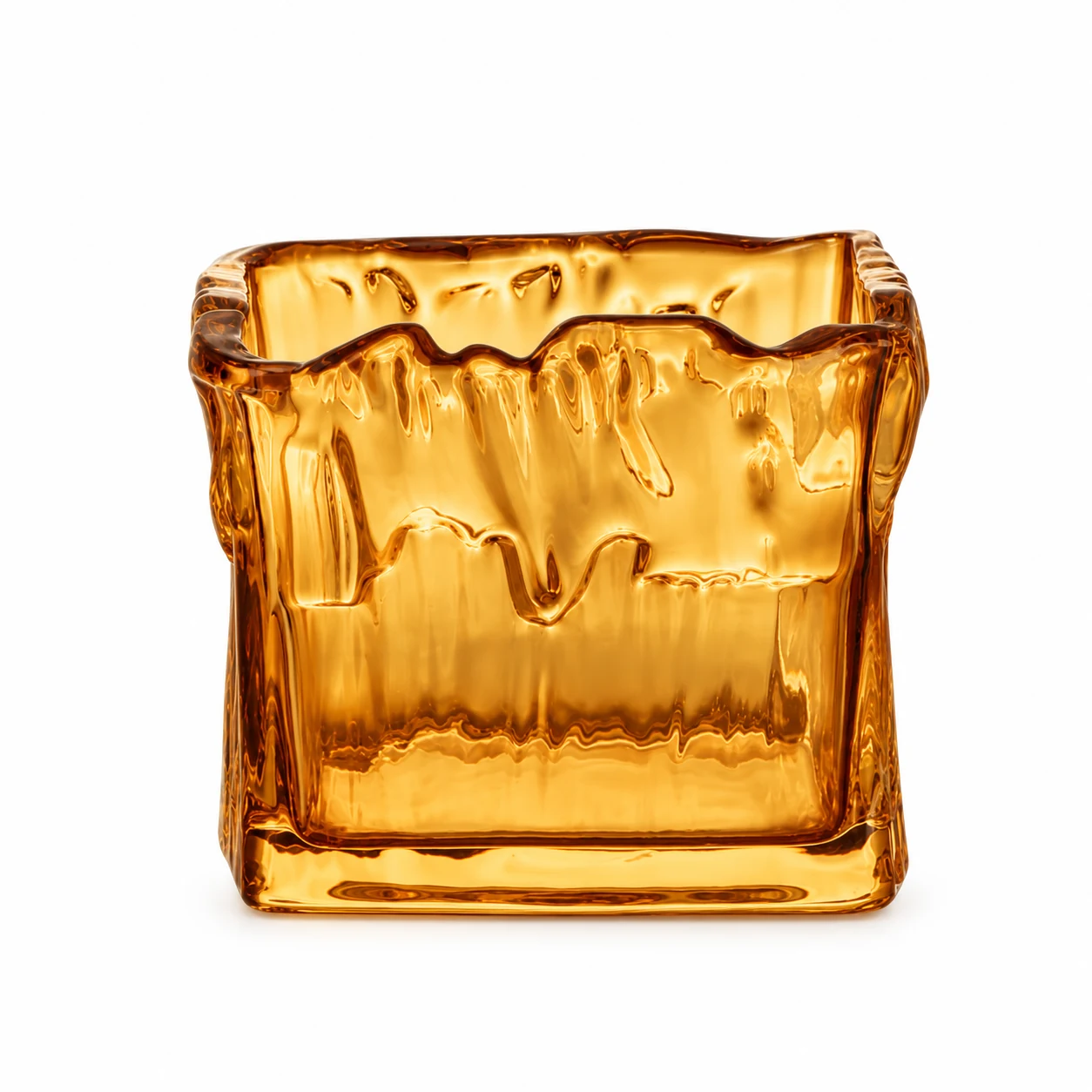 350ml Wavy Square Glass Candle Jar - VSS-CJ-080 — amber