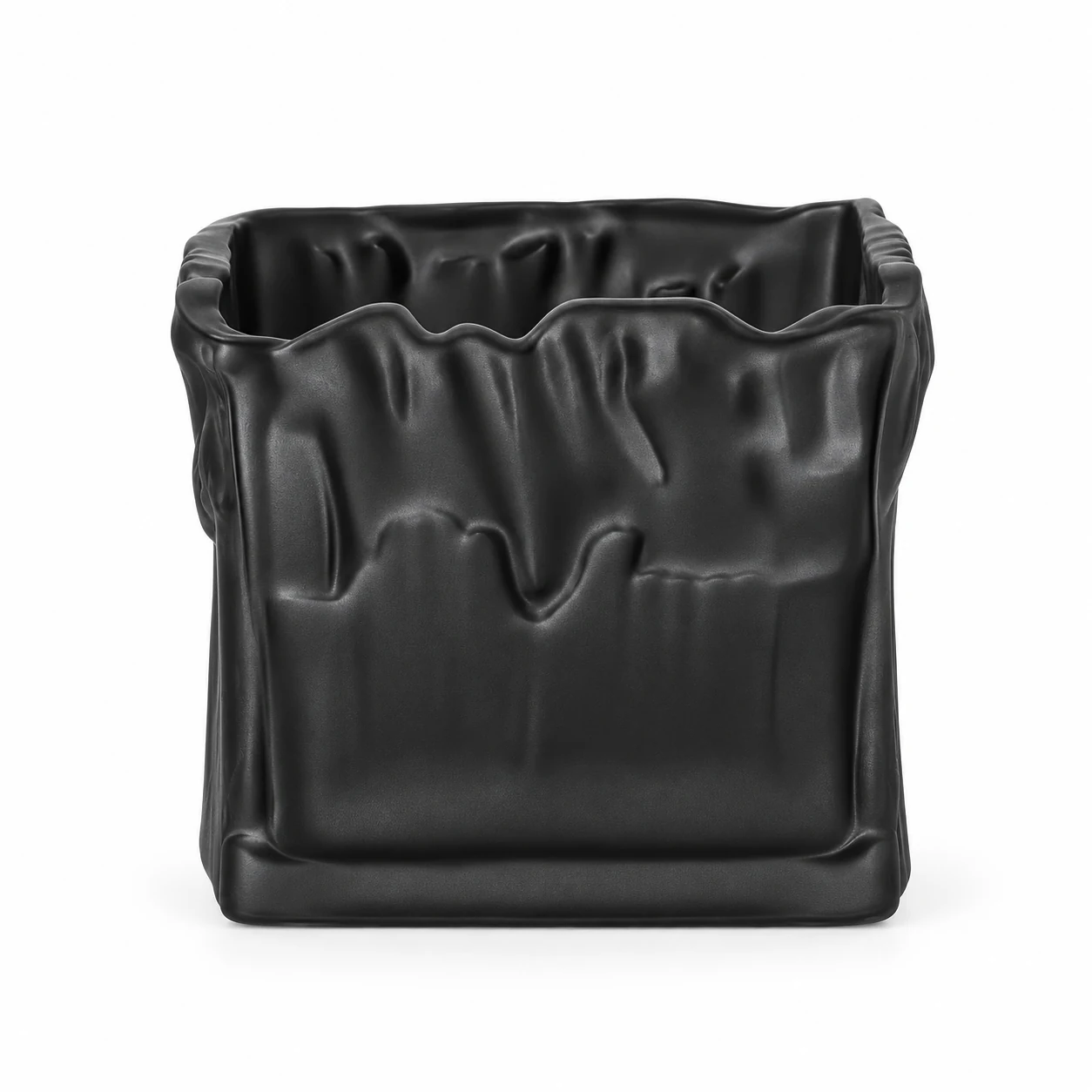 350ml Wavy Square Glass Candle Jar - VSS-CJ-080 — black
