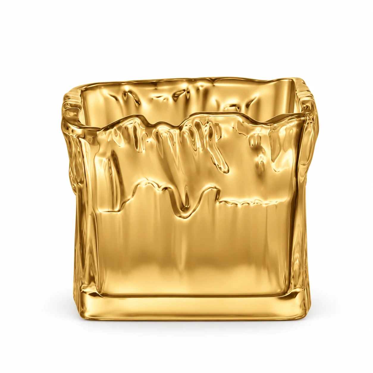 350ml Wavy Square Glass Candle Jar - VSS-CJ-080 — gold