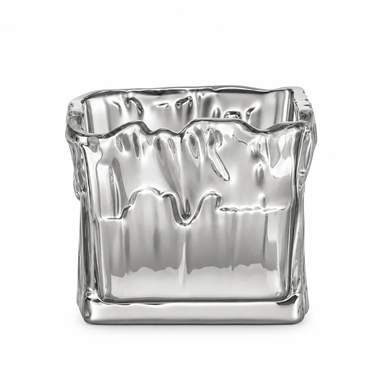 350ml Wavy Square Glass Candle Jar - VSS-CJ-080 — silver