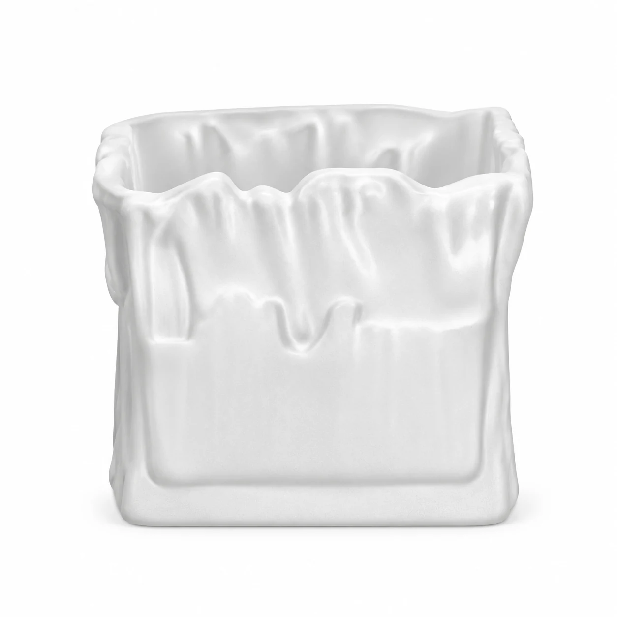 350ml Wavy Square Glass Candle Jar - VSS-CJ-080 — white