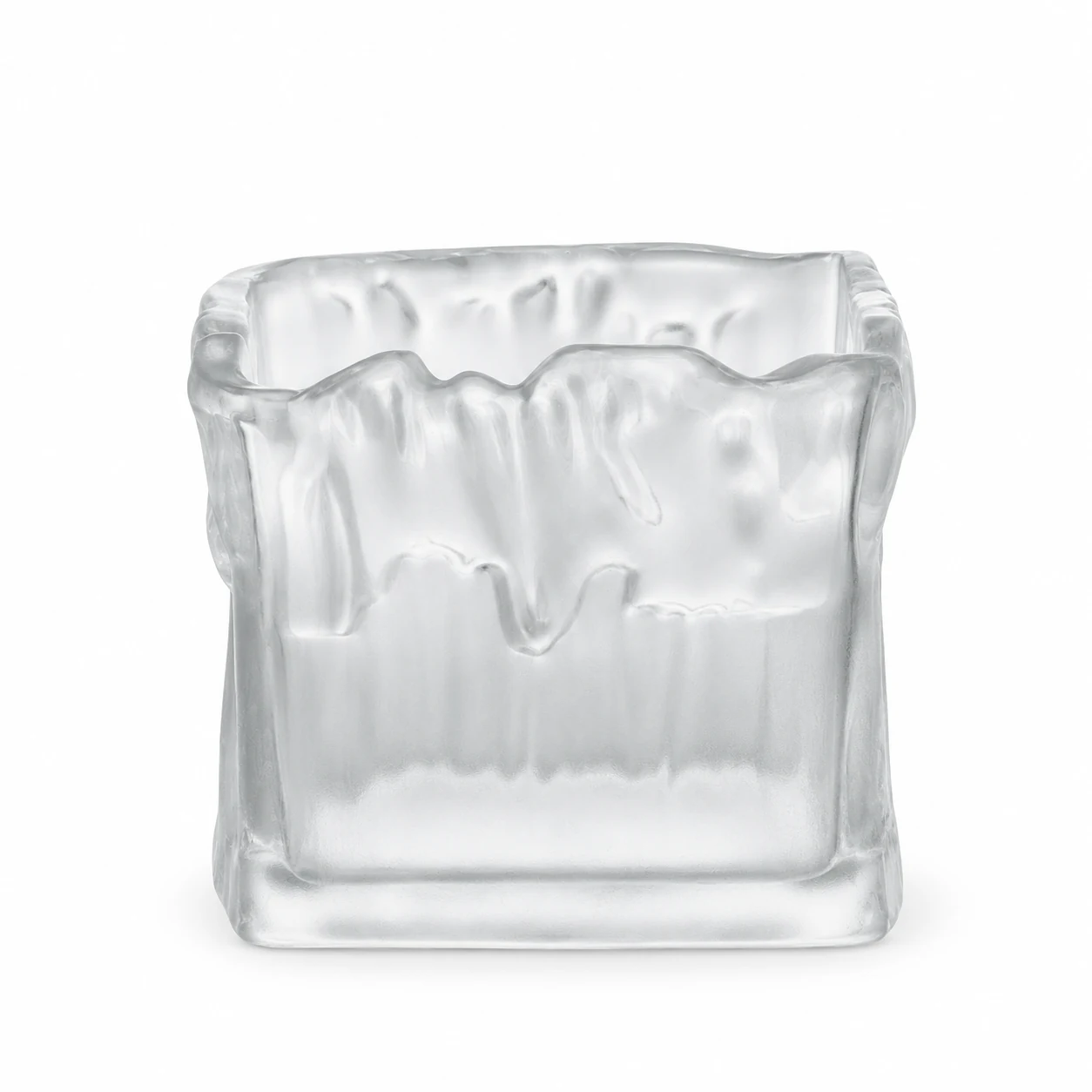350ml Wavy Square Glass Candle Jar - VSS-CJ-080 — frosted