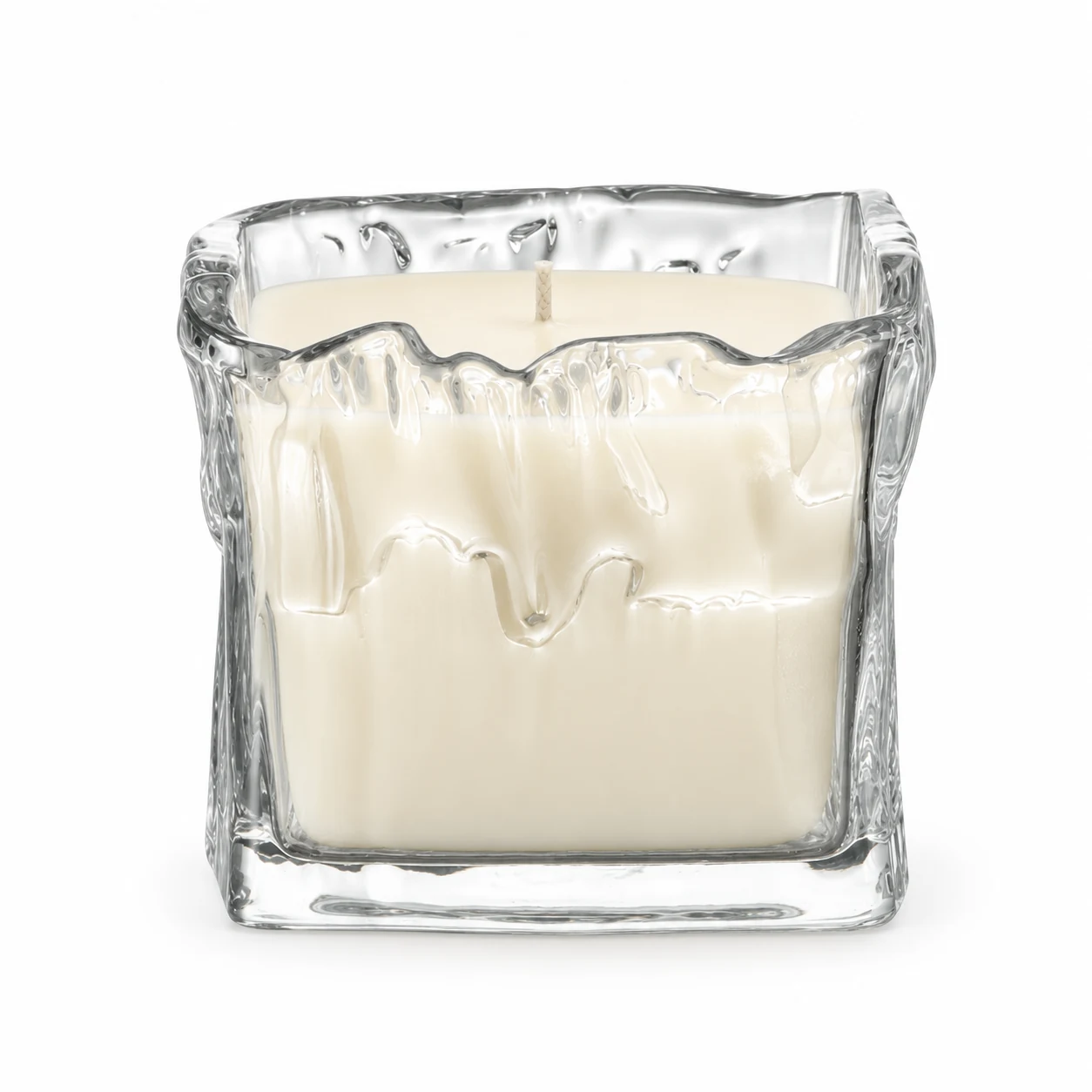 350ml Wavy Square Glass Candle Jar - VSS-CJ-080 — clear wax
