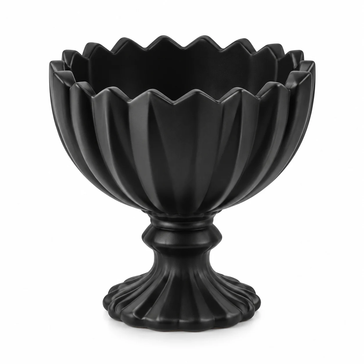 186ml Scalloped Pedestal Glass Candle Jar - VSS-CJ-081 — black
