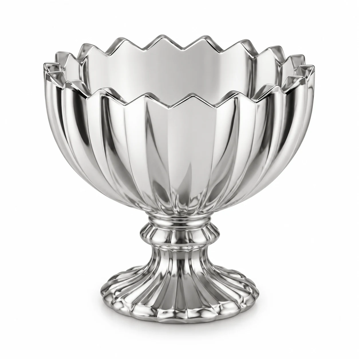 186ml Scalloped Pedestal Glass Candle Jar - VSS-CJ-081 — silver