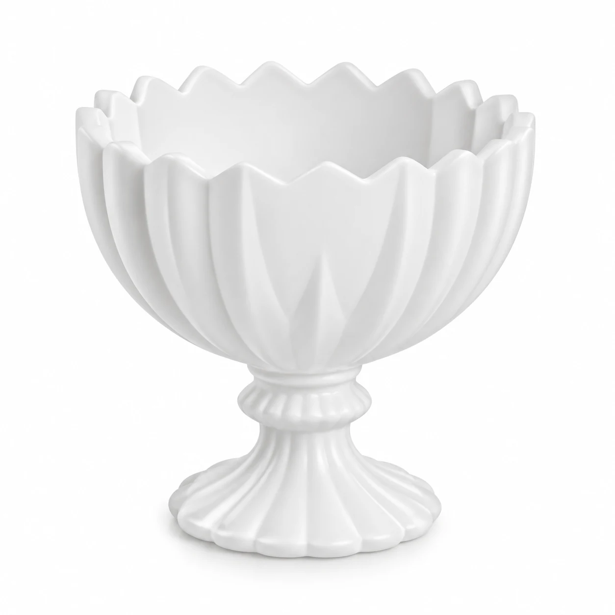 186ml Scalloped Pedestal Glass Candle Jar - VSS-CJ-081 — white