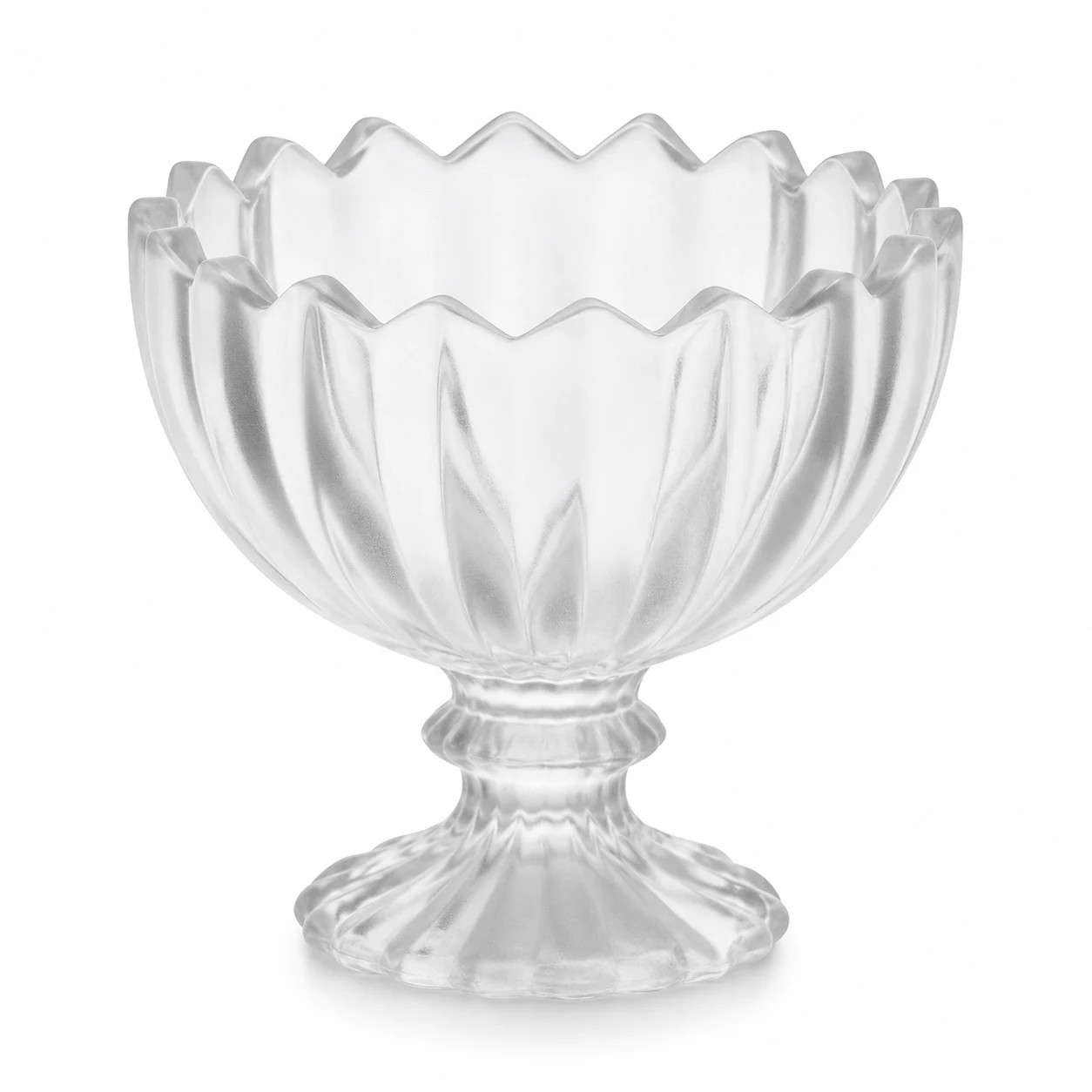 186ml Scalloped Pedestal Glass Candle Jar - VSS-CJ-081 — frosted
