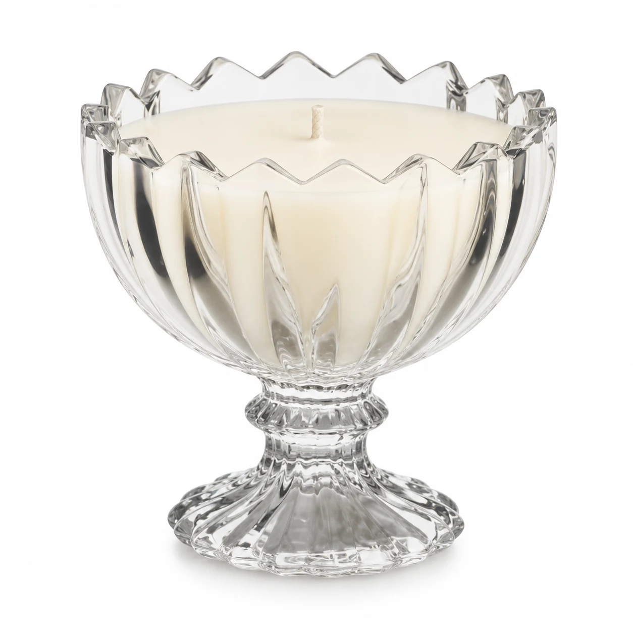 186ml Scalloped Pedestal Glass Candle Jar - VSS-CJ-081 — clear wax