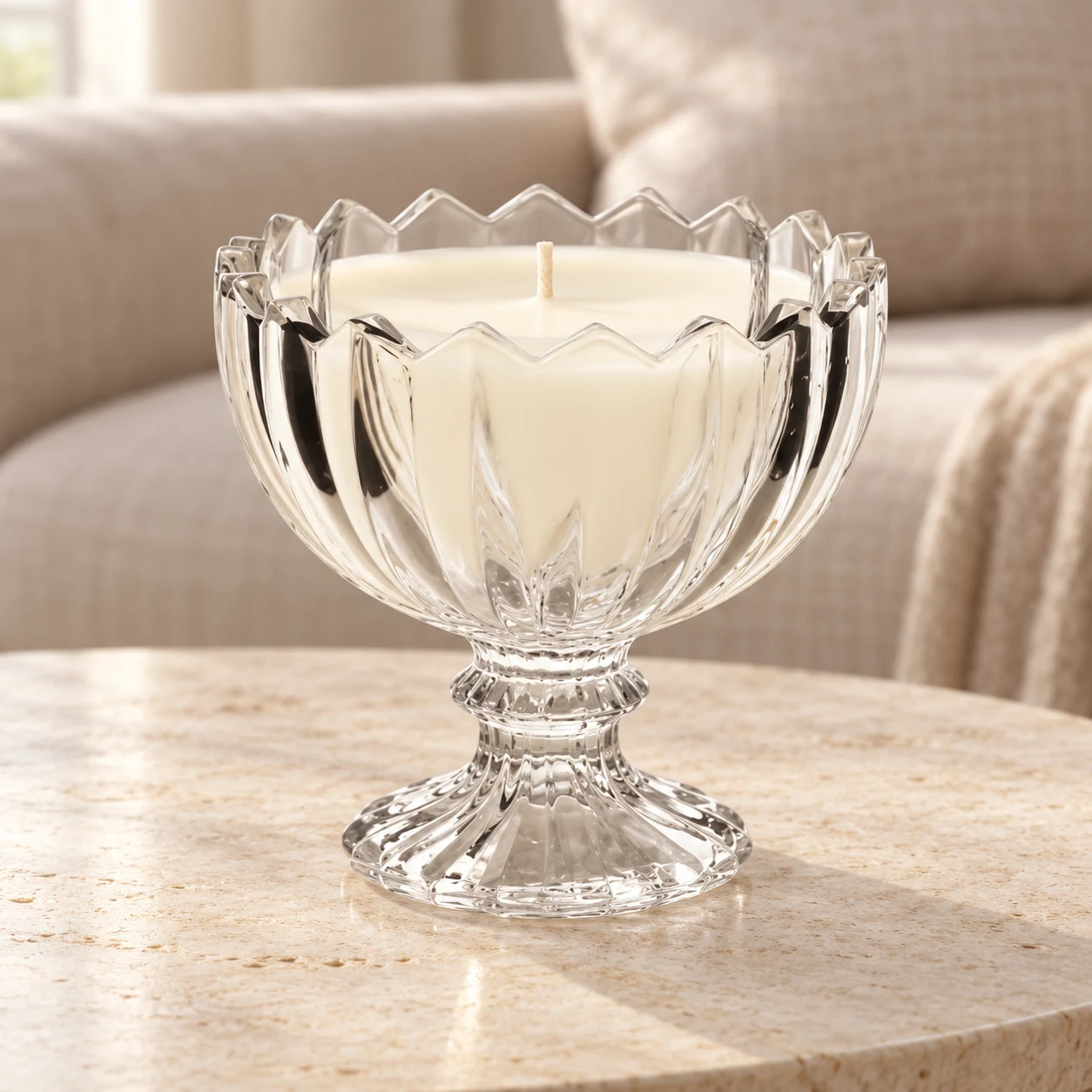 186ml Scalloped Pedestal Glass Candle Jar - VSS-CJ-081 — lifestyle 01