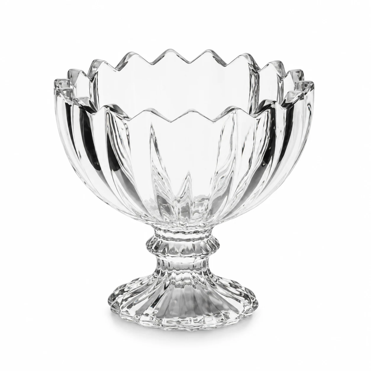 100ml Scalloped Pedestal Glass Candle Jar - VSS-CJ-082 — clear