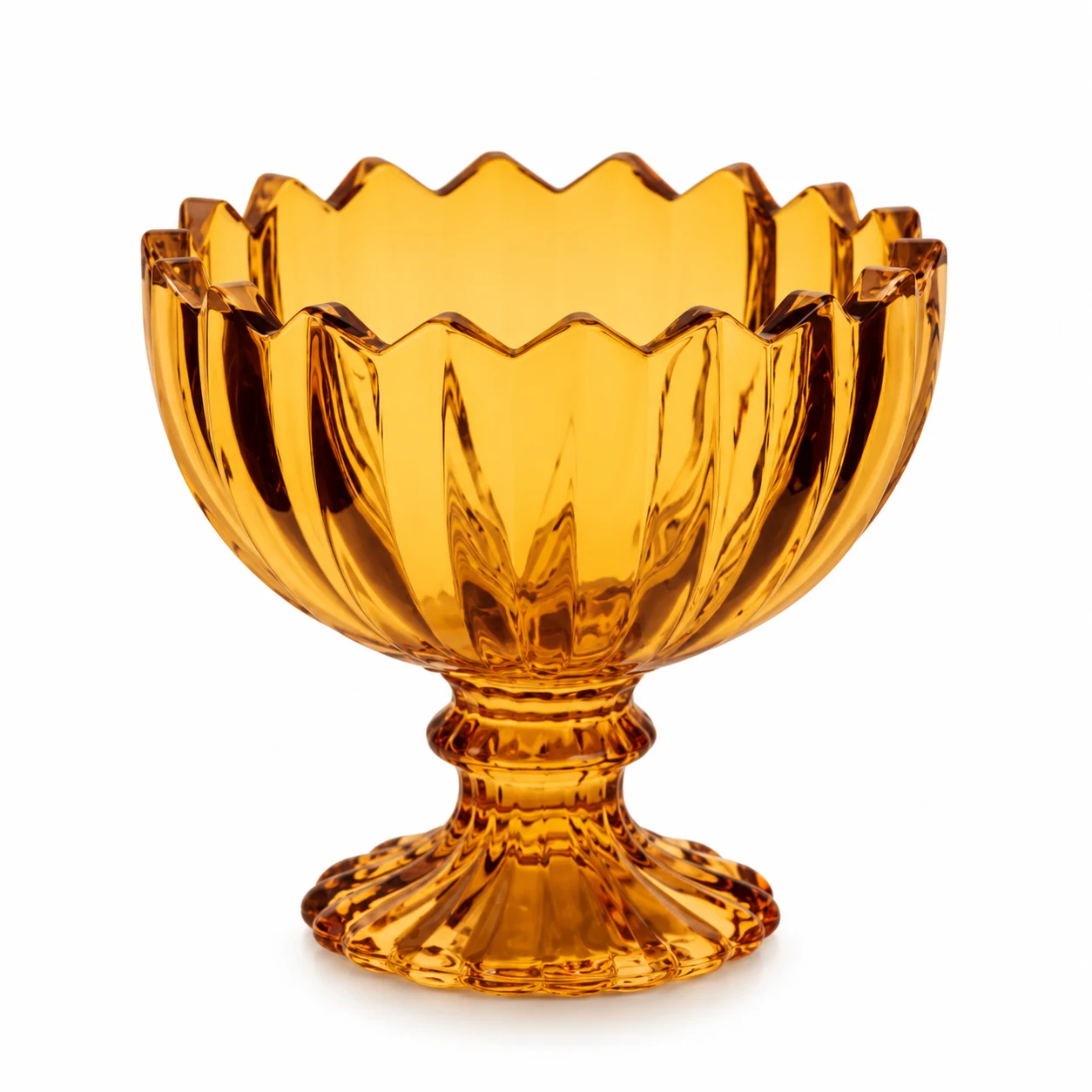 100ml Scalloped Pedestal Glass Candle Jar - VSS-CJ-082 — amber
