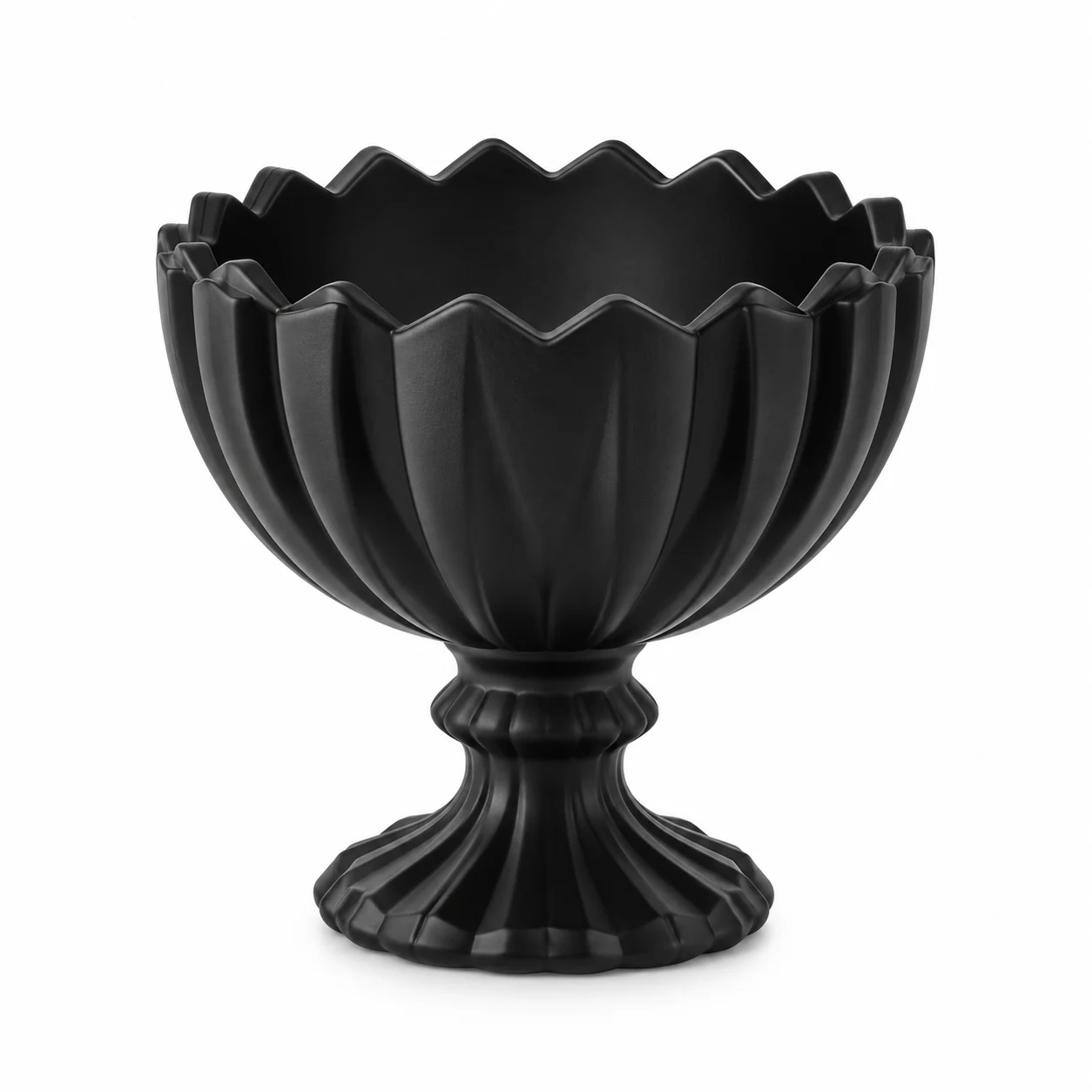 100ml Scalloped Pedestal Glass Candle Jar - VSS-CJ-082 — black