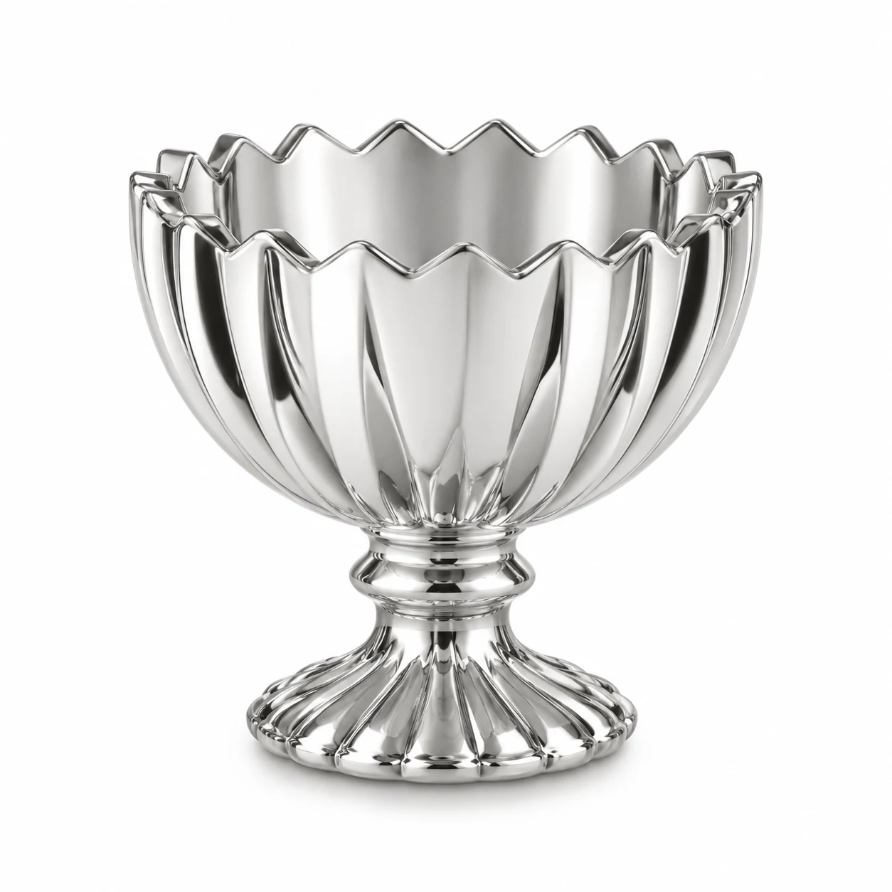 100ml Scalloped Pedestal Glass Candle Jar - VSS-CJ-082 — silver