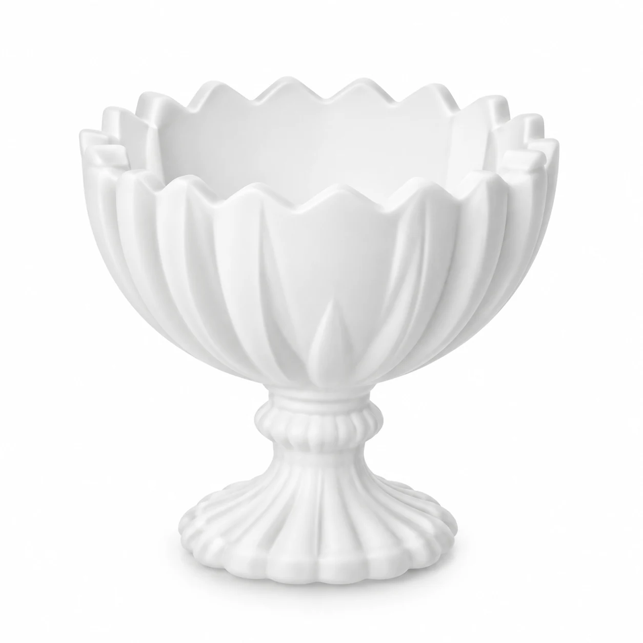 100ml Scalloped Pedestal Glass Candle Jar - VSS-CJ-082 — white