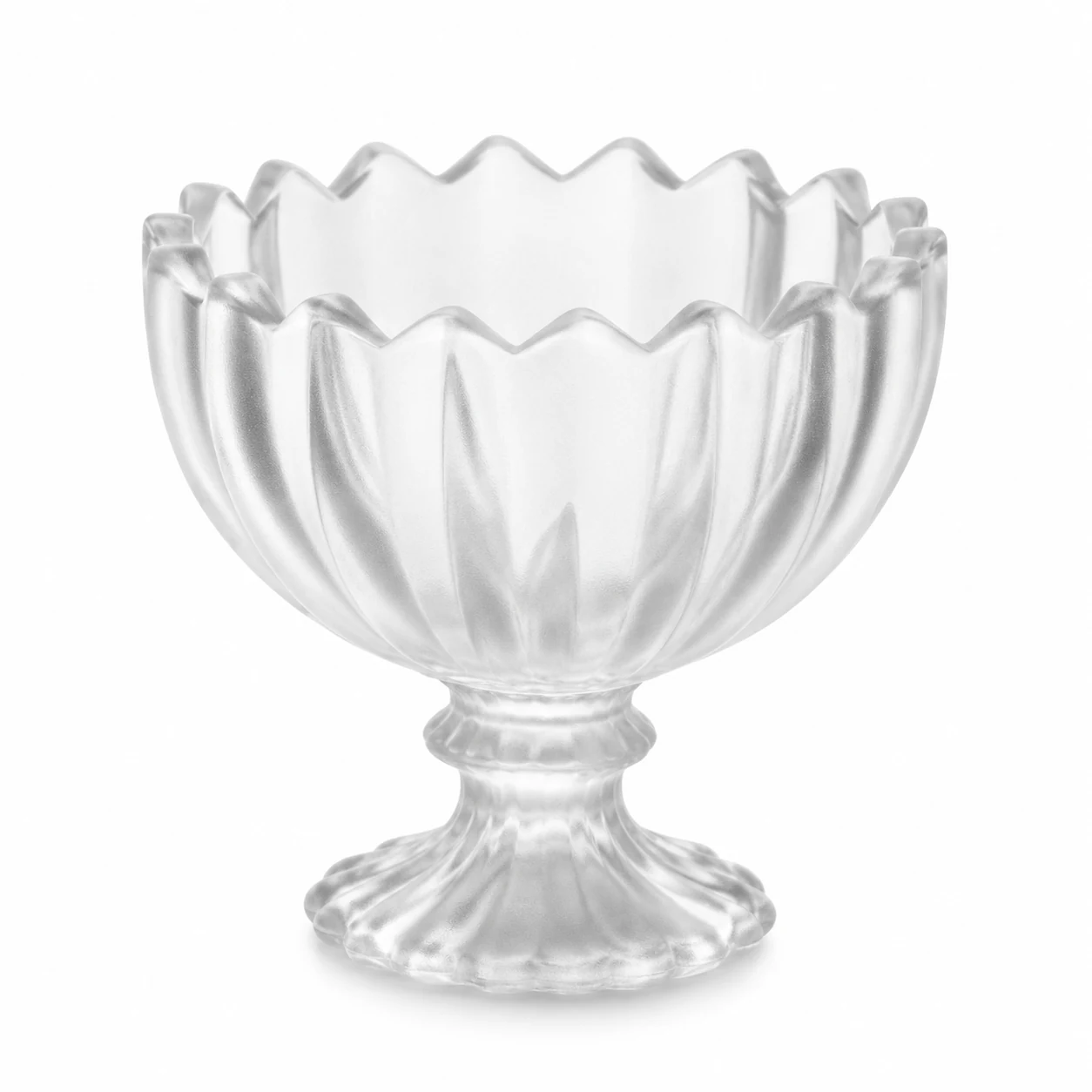 100ml Scalloped Pedestal Glass Candle Jar - VSS-CJ-082 — frosted
