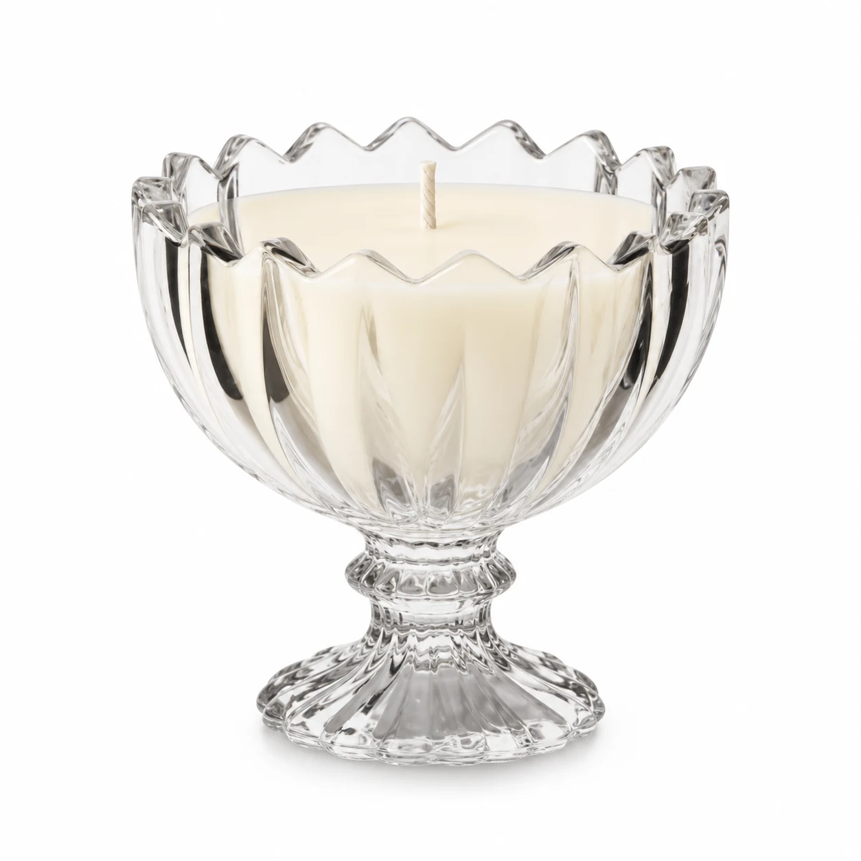 100ml Scalloped Pedestal Glass Candle Jar - VSS-CJ-082 — clear wax