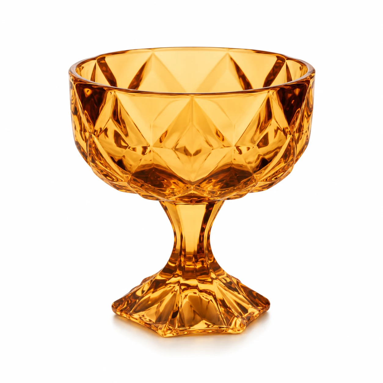 230ml Faceted Pedestal Glass Candle Jar - VSS-CJ-083 — amber