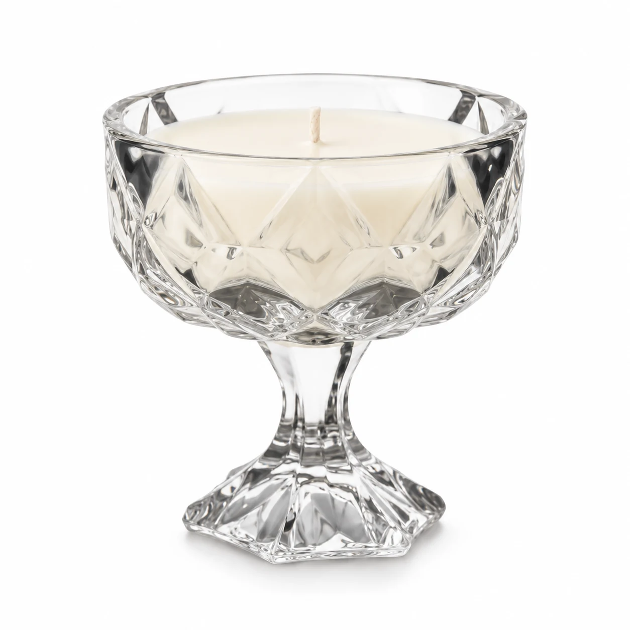 230ml Faceted Pedestal Glass Candle Jar - VSS-CJ-083 — clear wax
