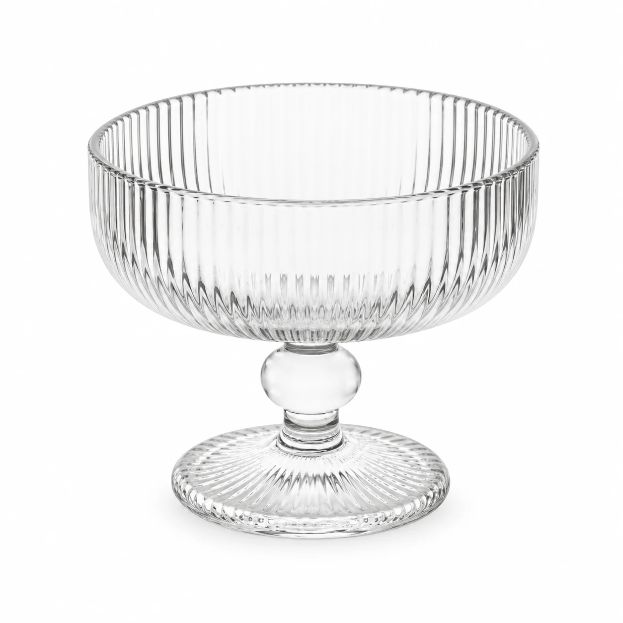260ml Ribbed Pedestal Bowl Glass Candle Jar - VSS-CJ-084 — clear