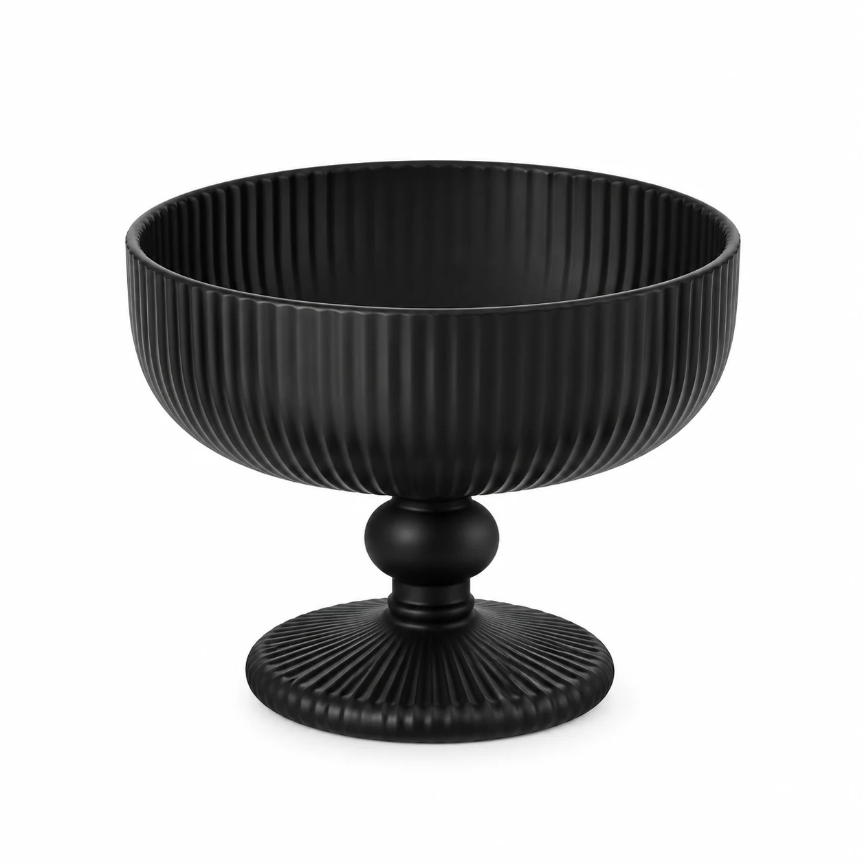 260ml Ribbed Pedestal Bowl Glass Candle Jar - VSS-CJ-084 — black