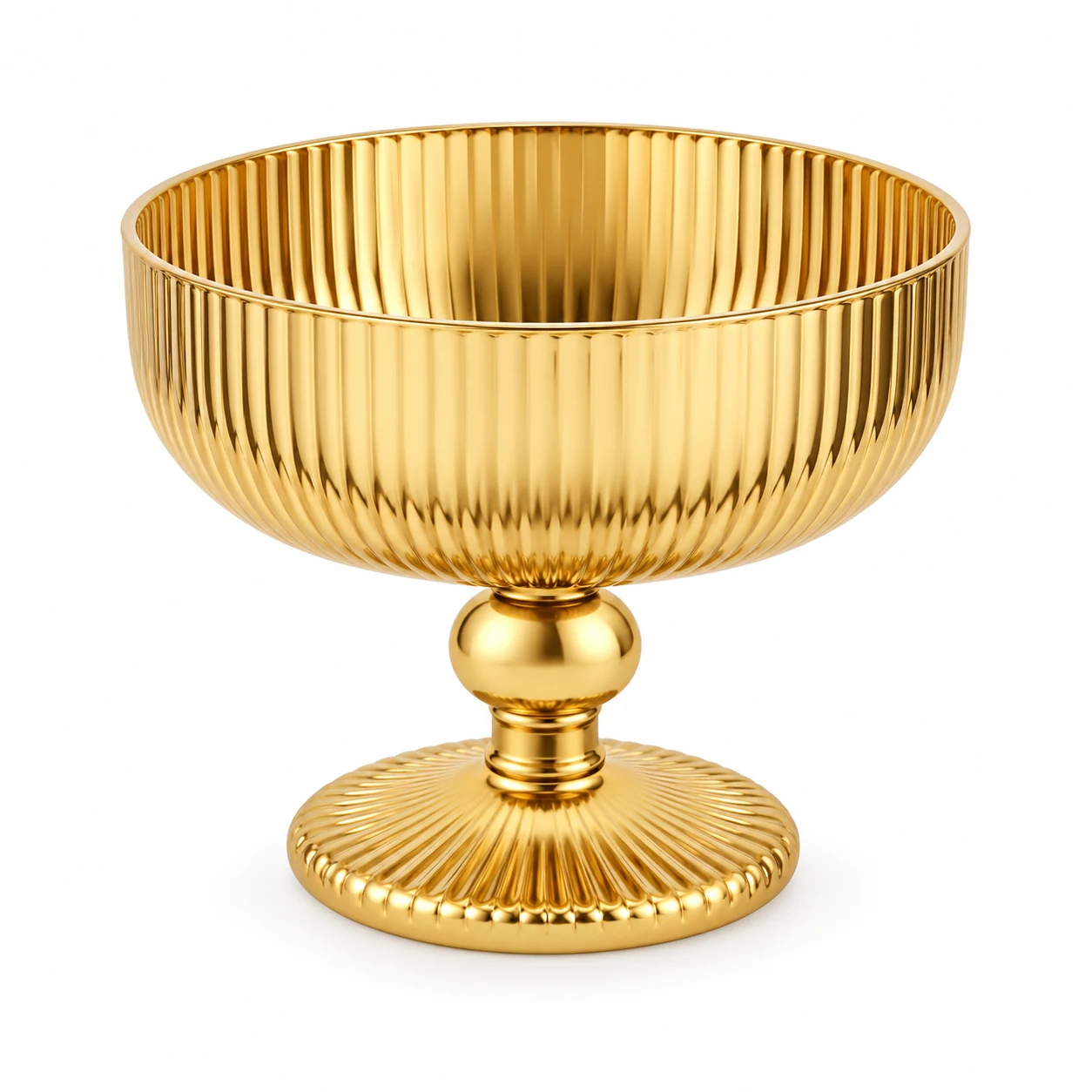 260ml Ribbed Pedestal Bowl Glass Candle Jar - VSS-CJ-084 — gold