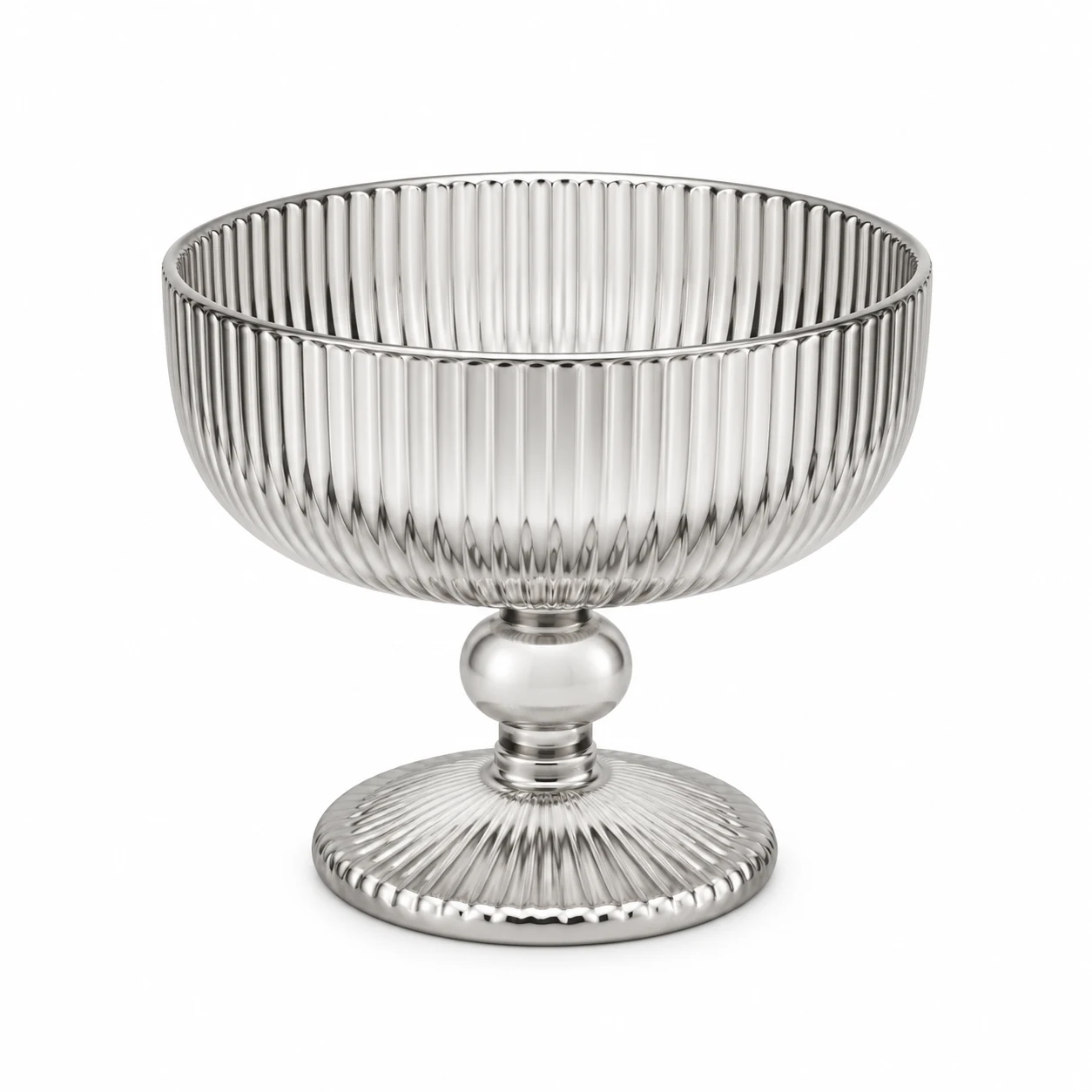 260ml Ribbed Pedestal Bowl Glass Candle Jar - VSS-CJ-084 — silver