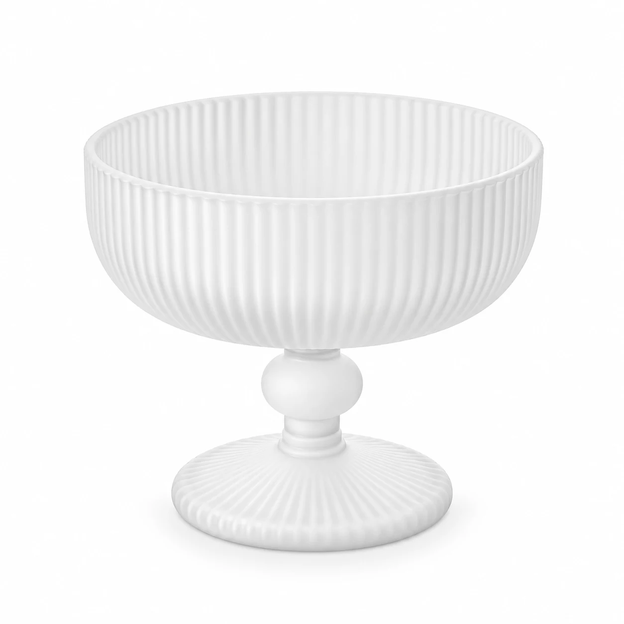 260ml Ribbed Pedestal Bowl Glass Candle Jar - VSS-CJ-084 — white