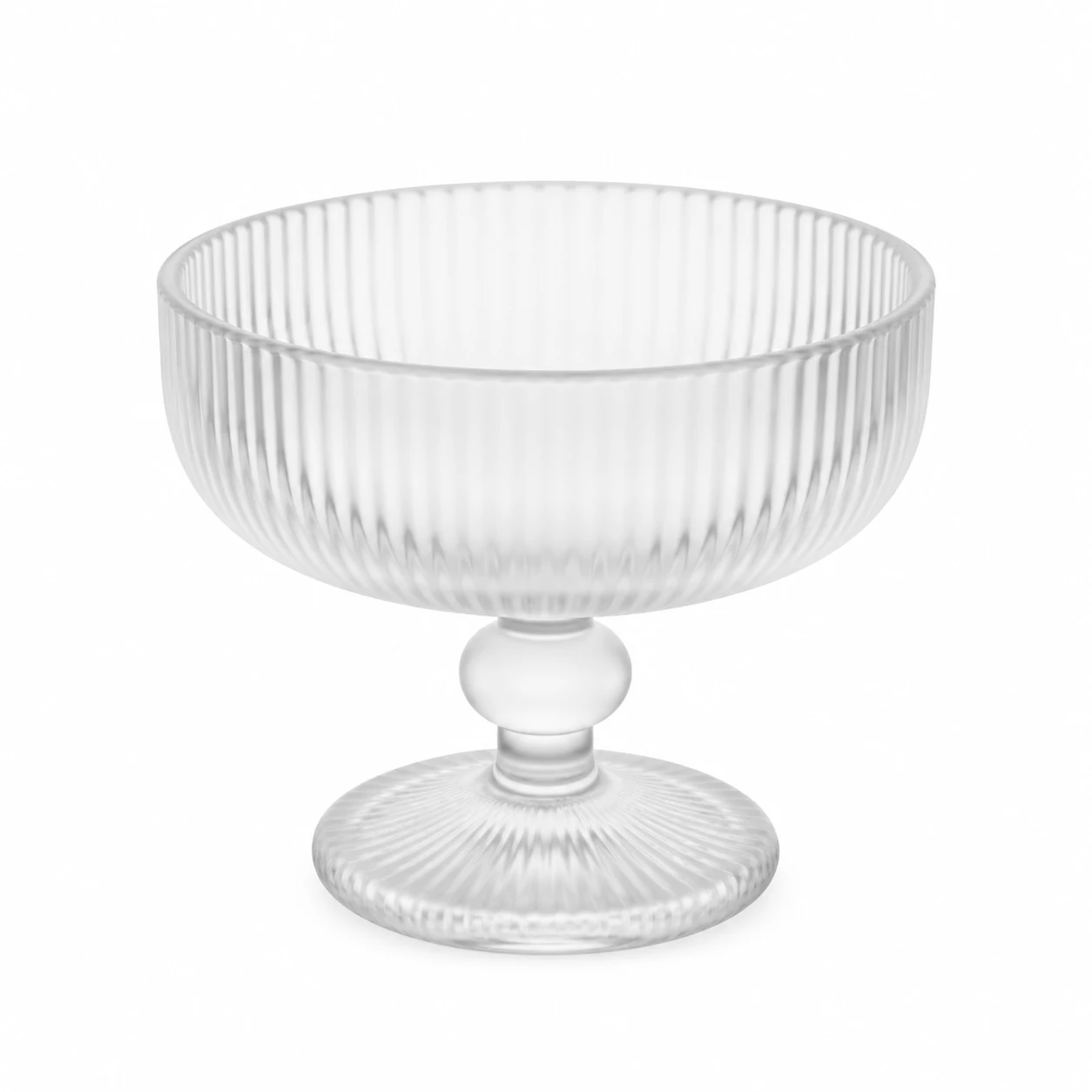 260ml Ribbed Pedestal Bowl Glass Candle Jar - VSS-CJ-084 — frosted