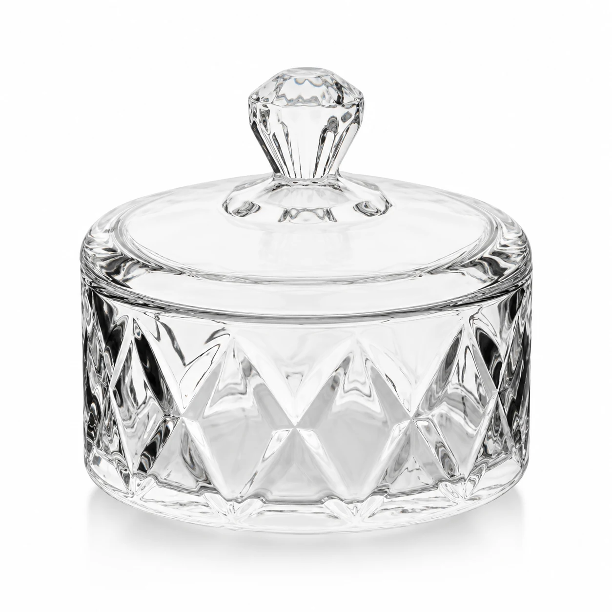 300ml Faceted Glass Candle Jar with Lid - VSS-CJ-086 — clear