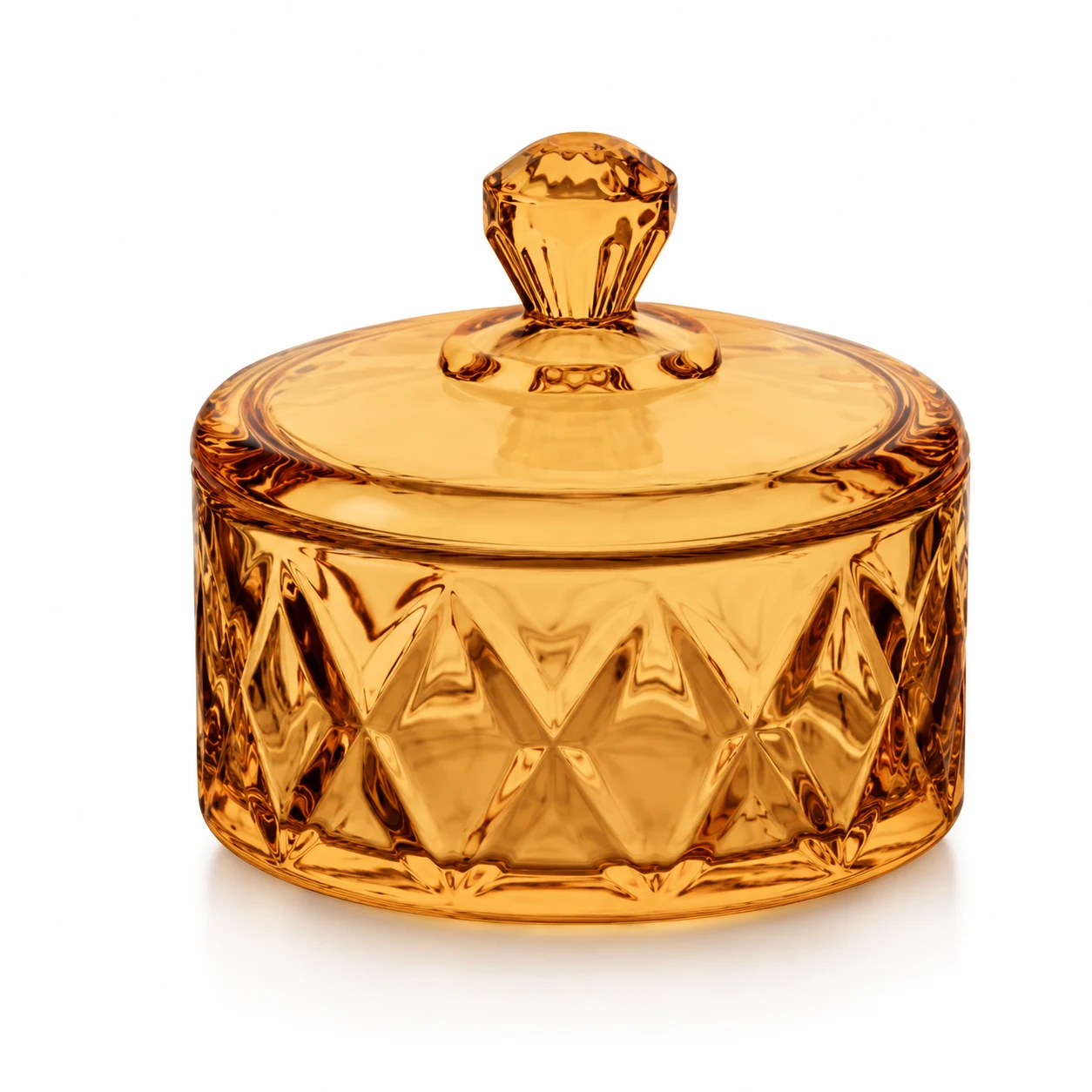 300ml Faceted Glass Candle Jar with Lid - VSS-CJ-086 — amber