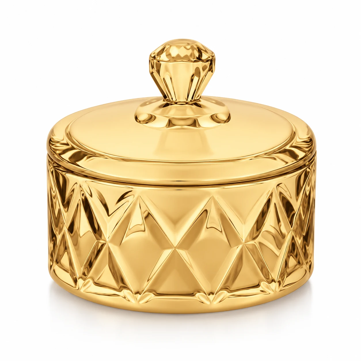 300ml Faceted Glass Candle Jar with Lid - VSS-CJ-086 — gold
