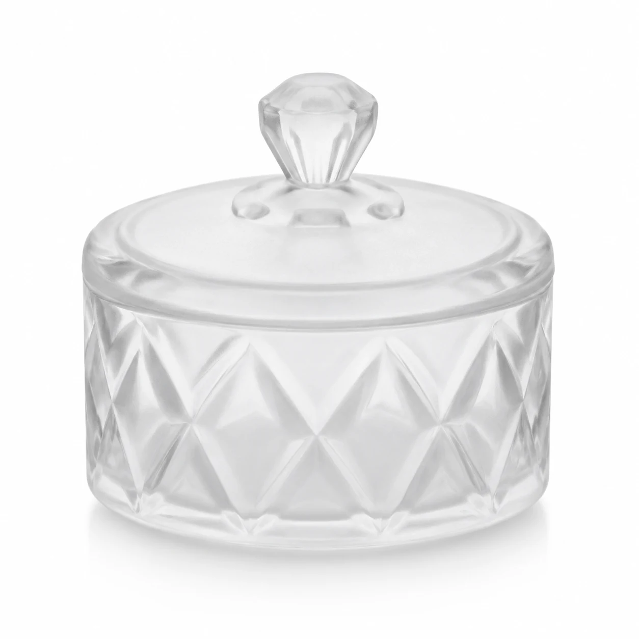 300ml Faceted Glass Candle Jar with Lid - VSS-CJ-086 — frosted
